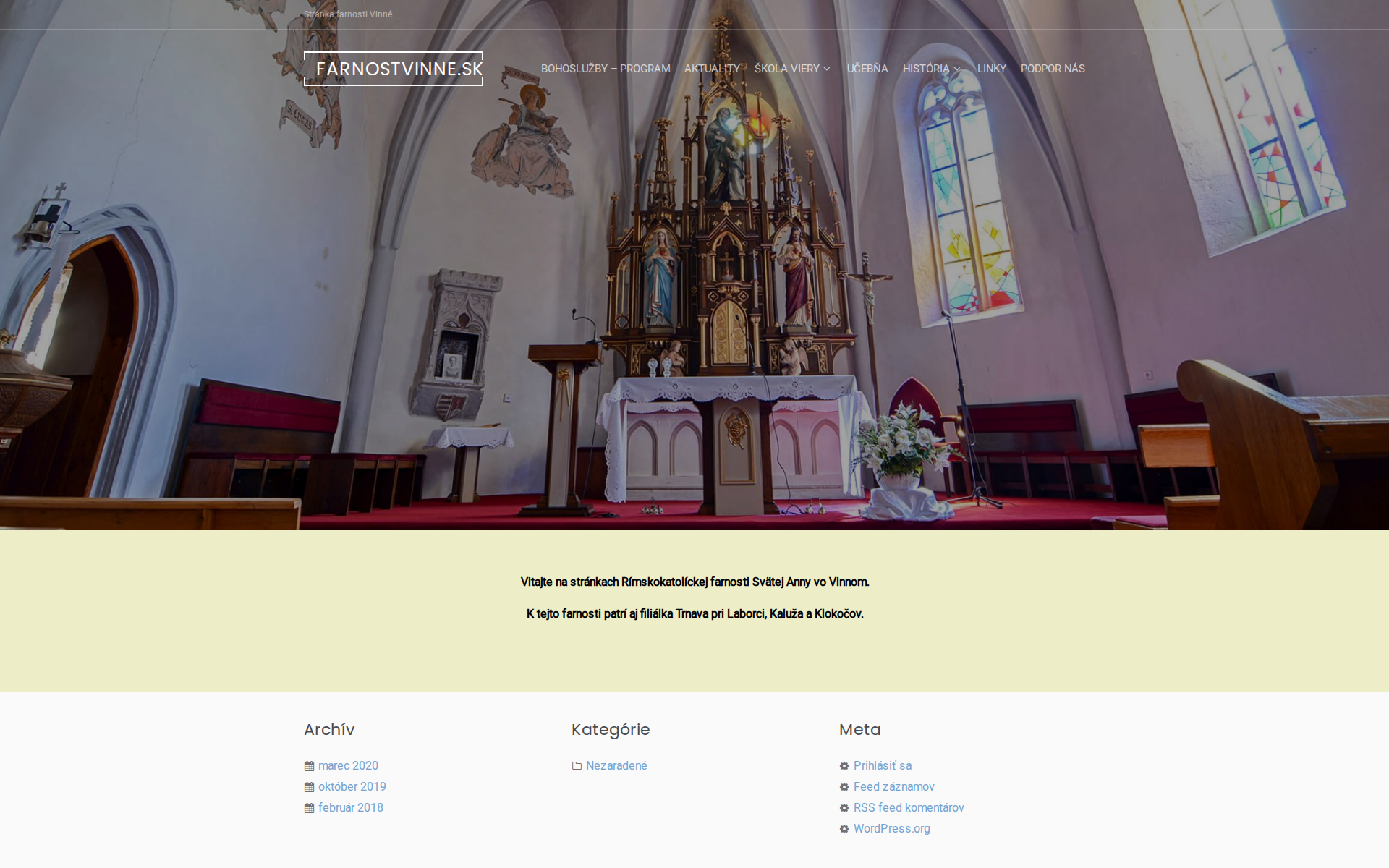 Náhľad webu farnostvinne.sk