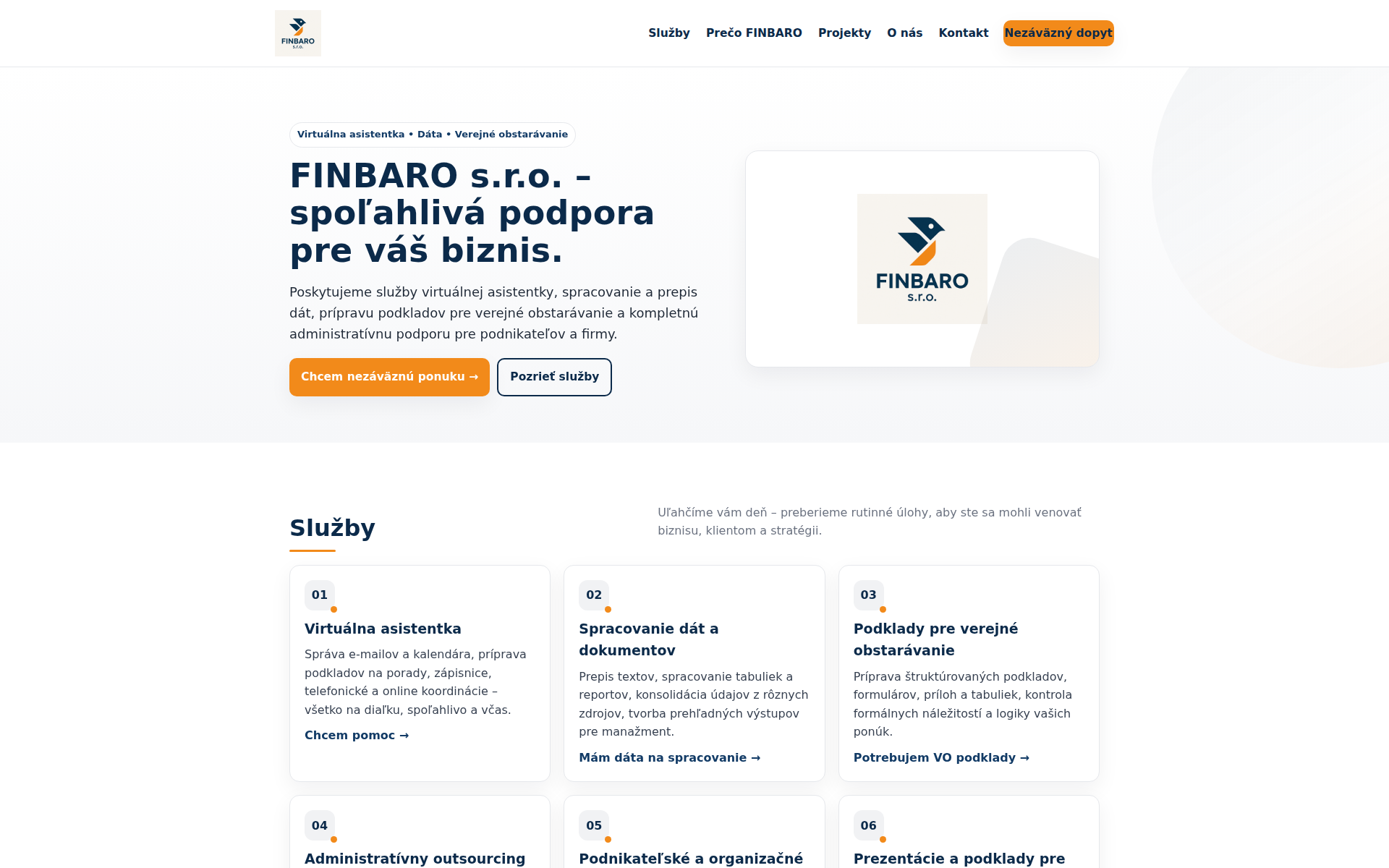 Náhľad webu finbaro.sk