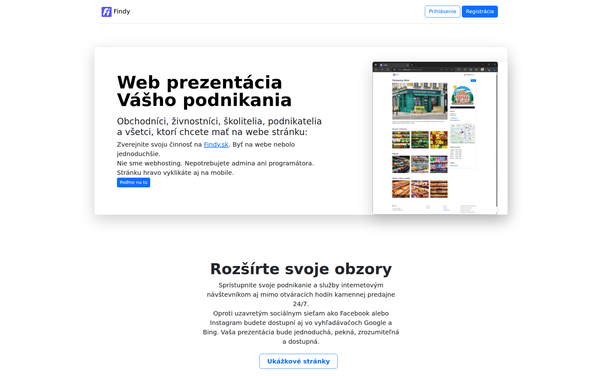 Náhľad webu findy.sk
