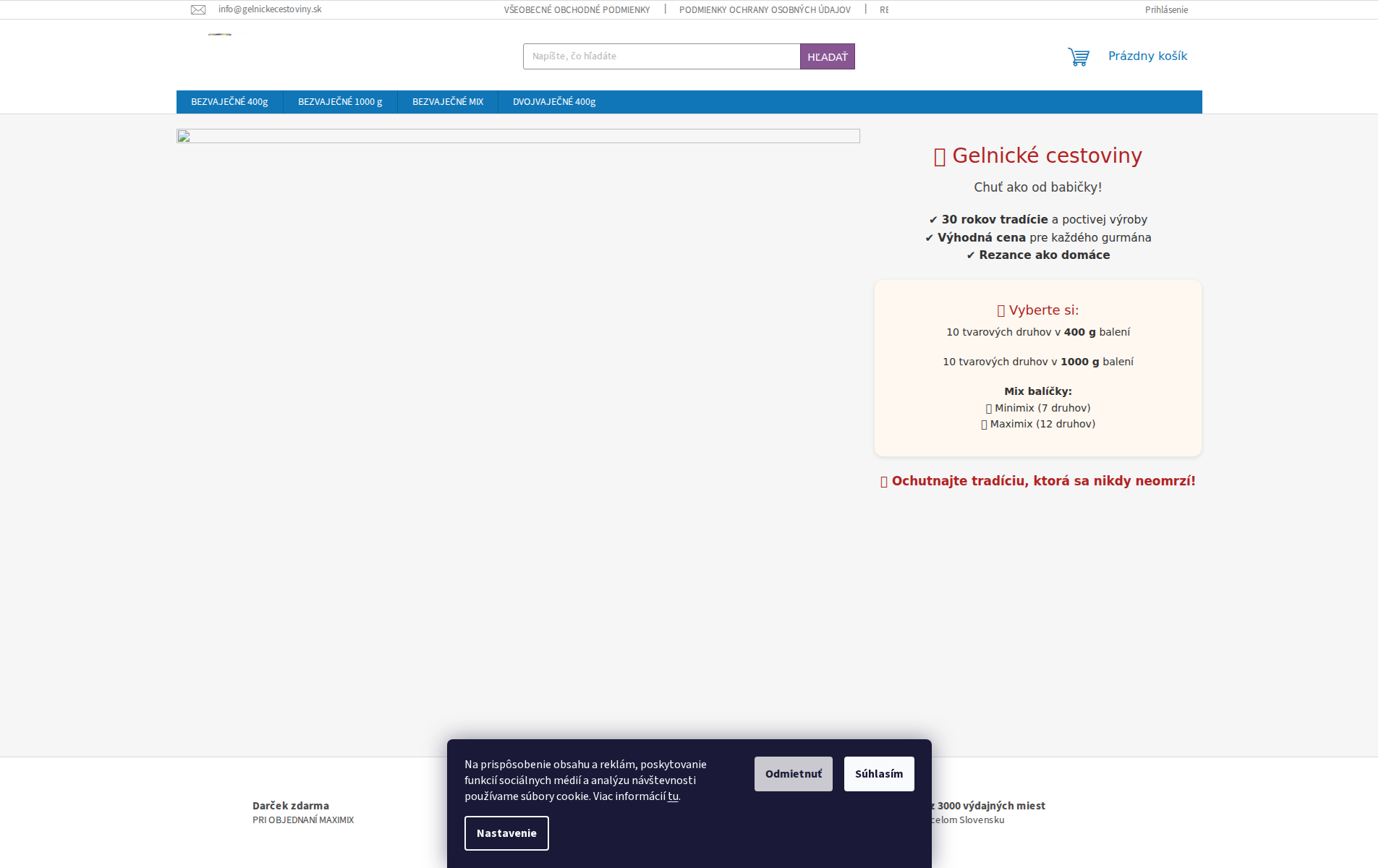 Náhľad webu gelnickecestoviny.sk