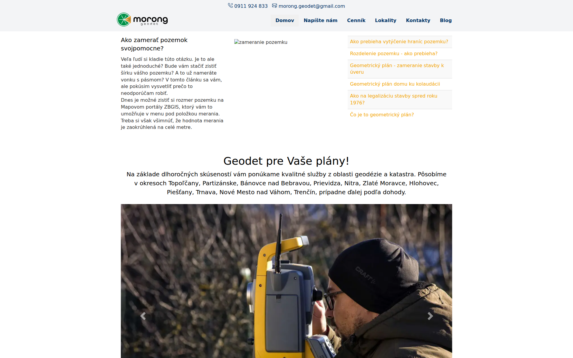 Náhľad webu geodetmo.sk