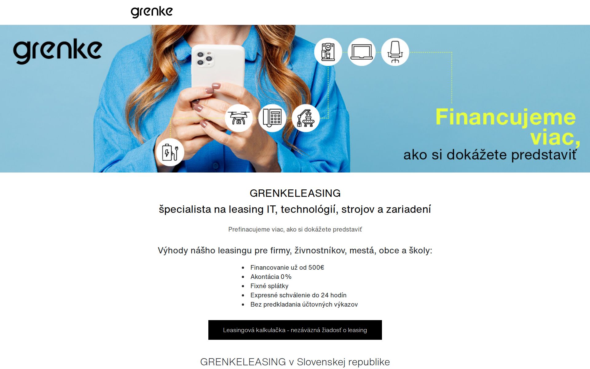 Náhľad webu gleasing.sk