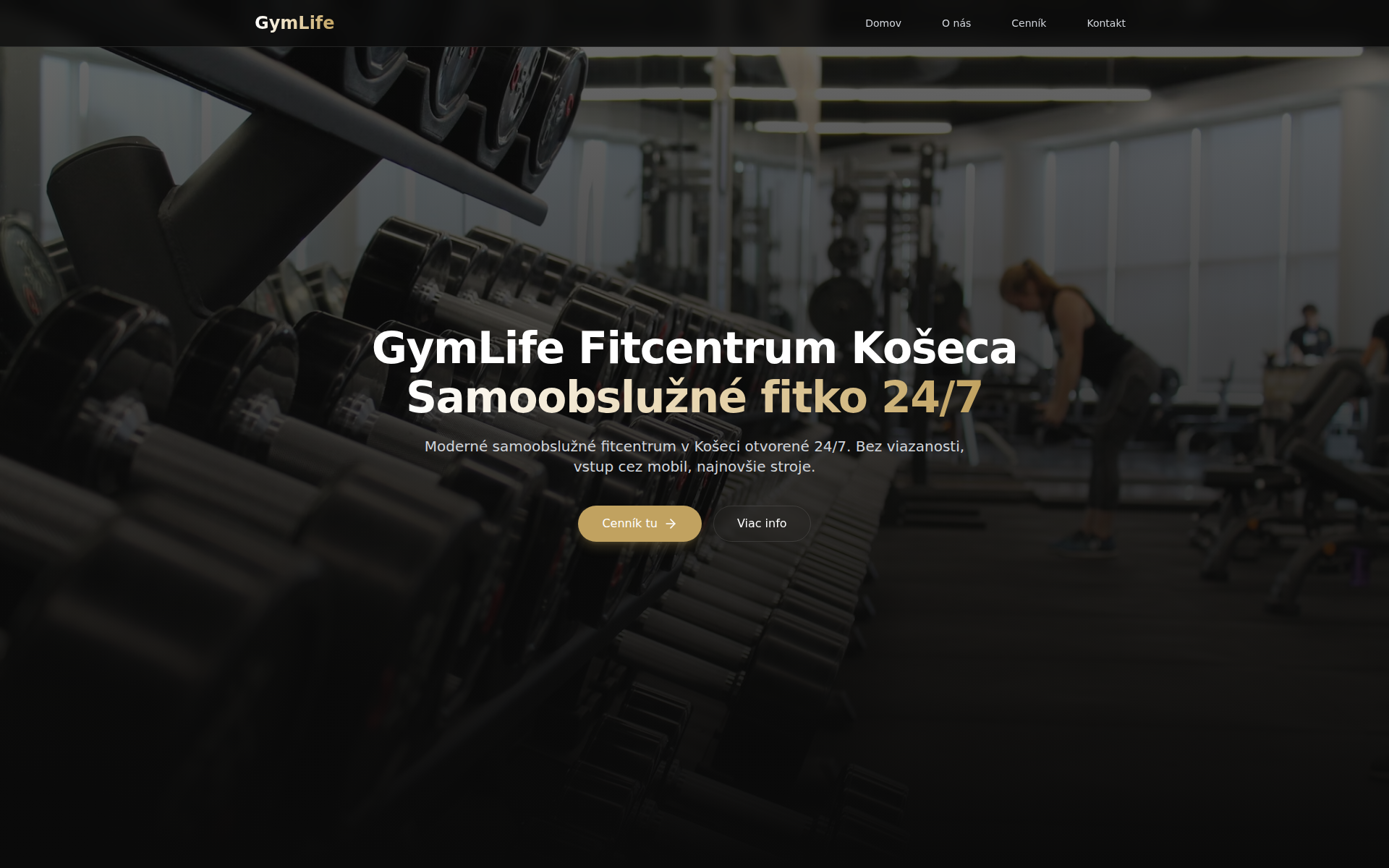Náhľad webu gymlife.sk