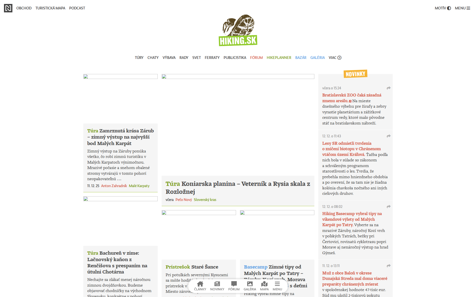 Náhľad webu hiking.sk
