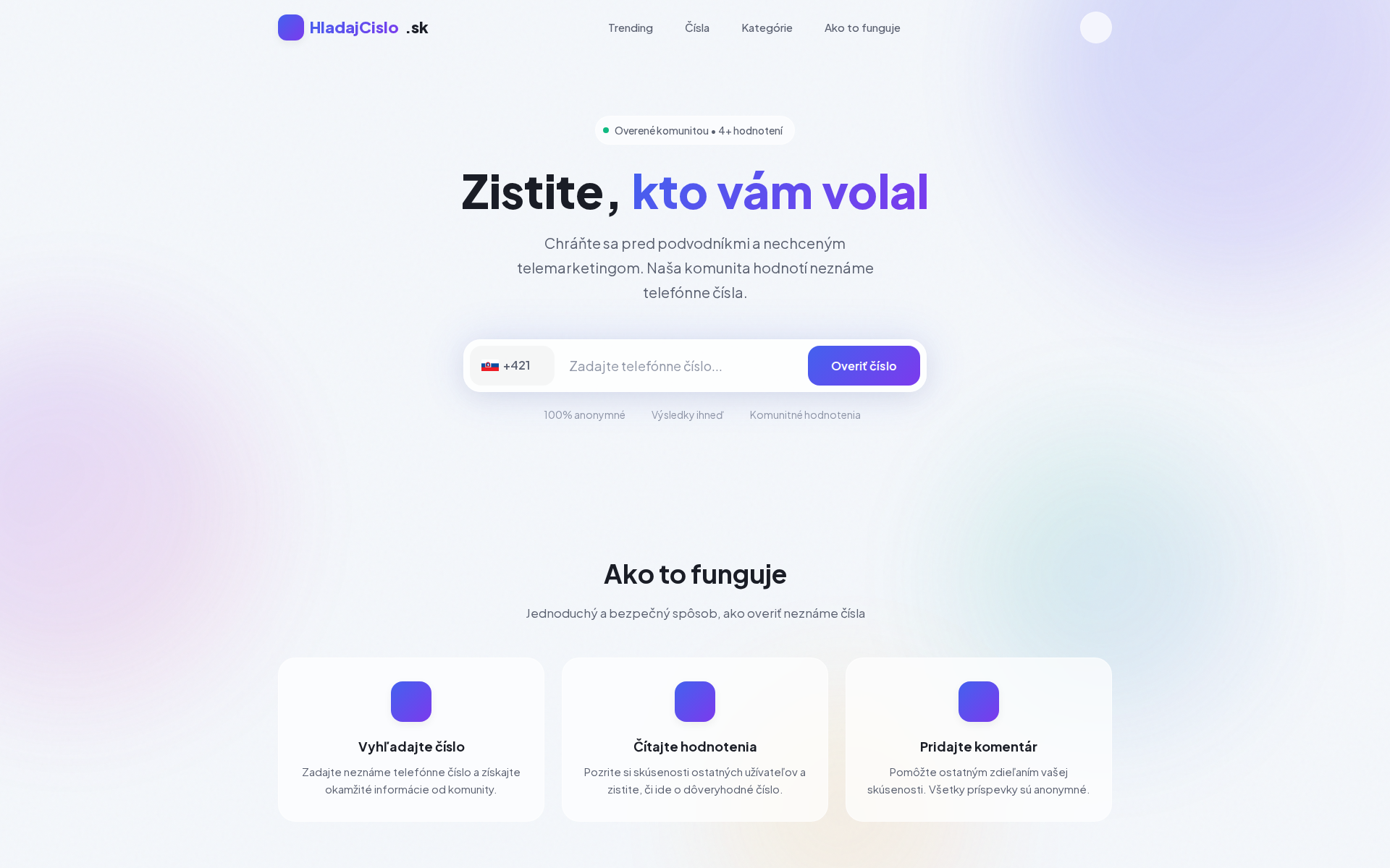 Náhľad webu hladajcislo.sk