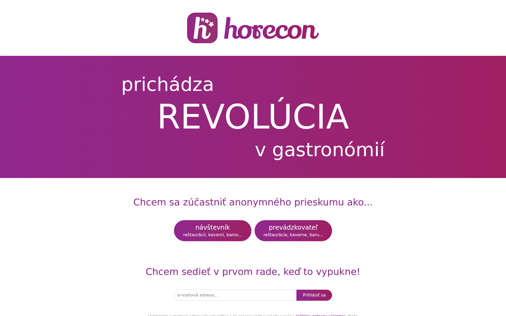 Náhľad webu horecon.sk