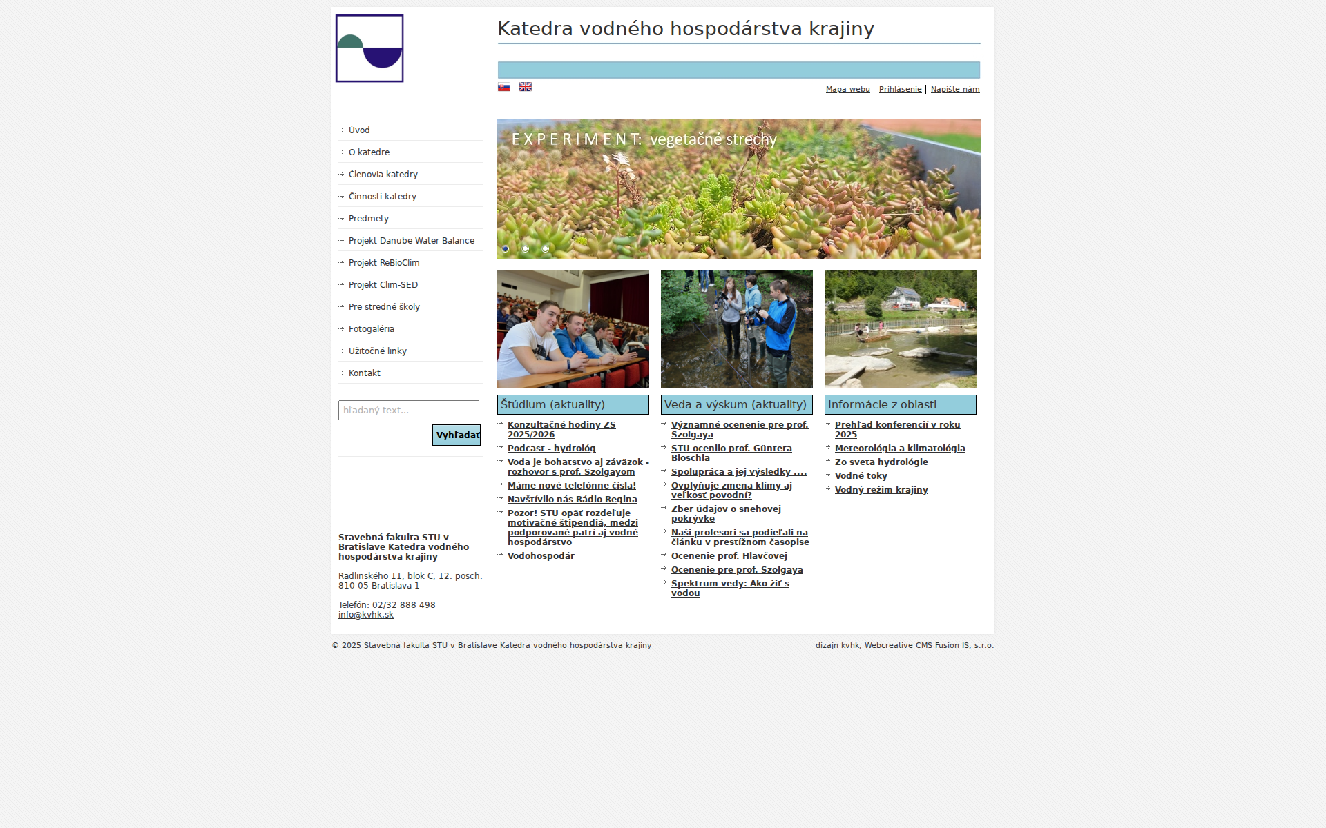 Náhľad webu hydrologia.sk