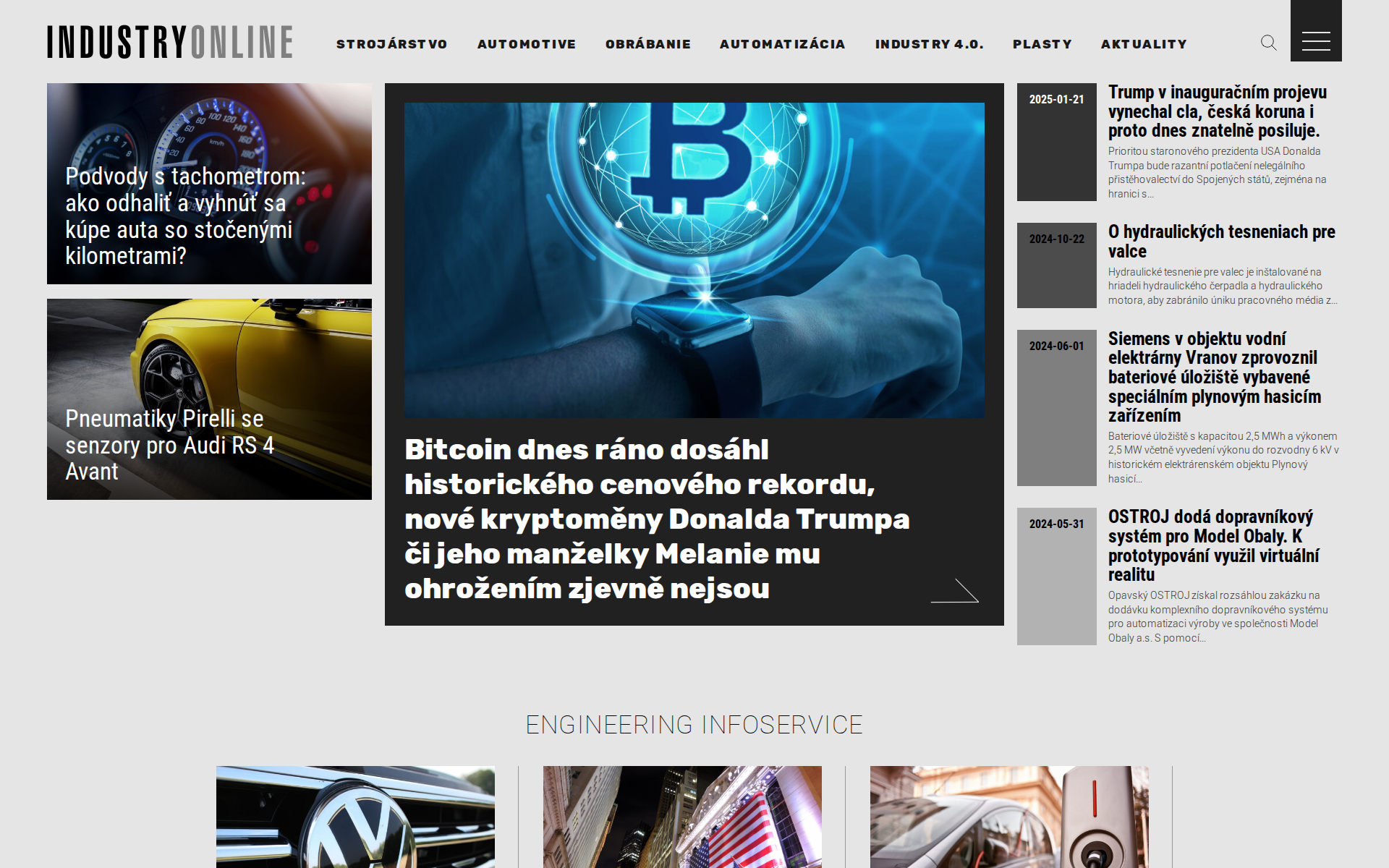 Náhľad webu industryonline.sk