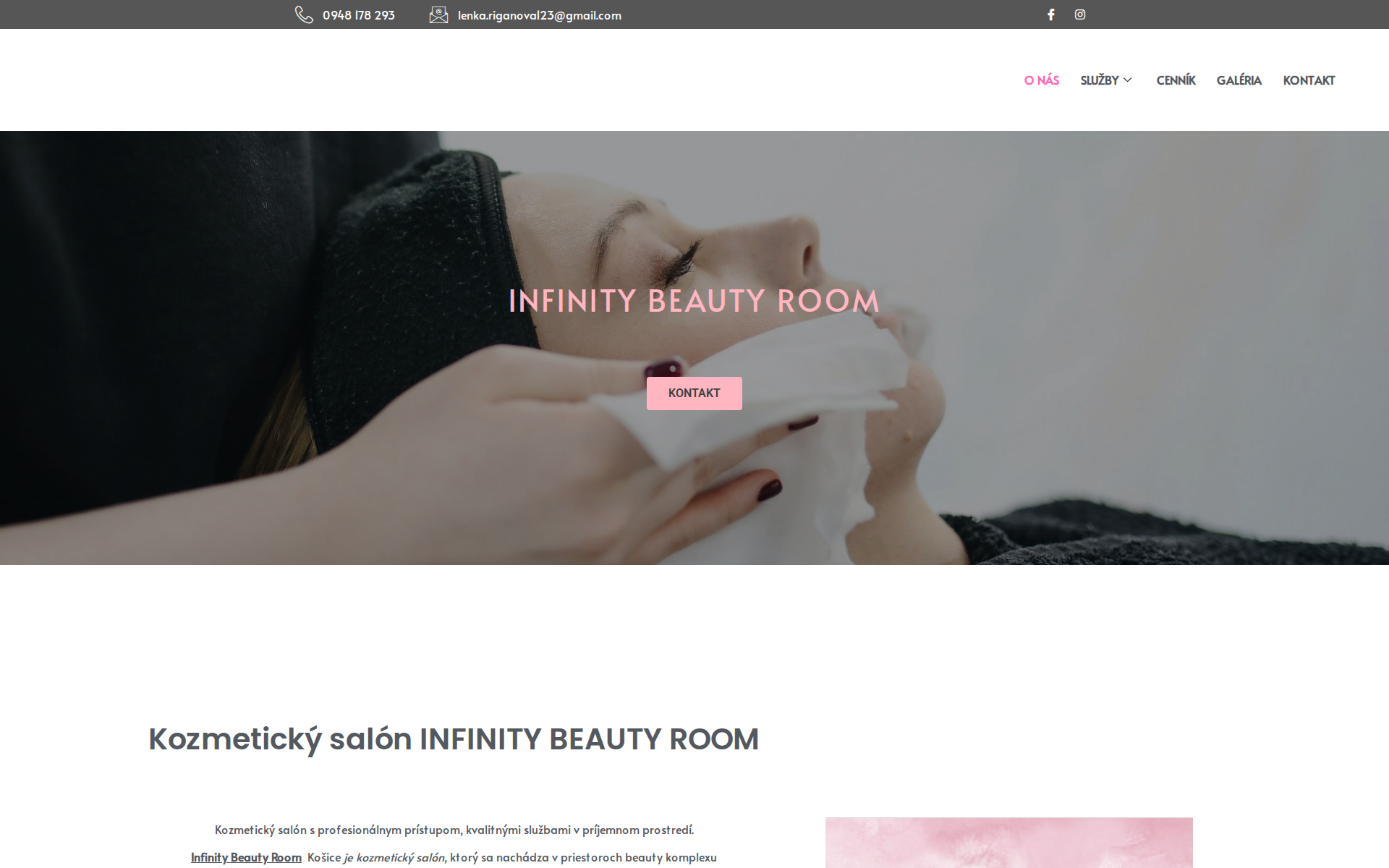 Náhľad webu infinitybeautyroom.sk