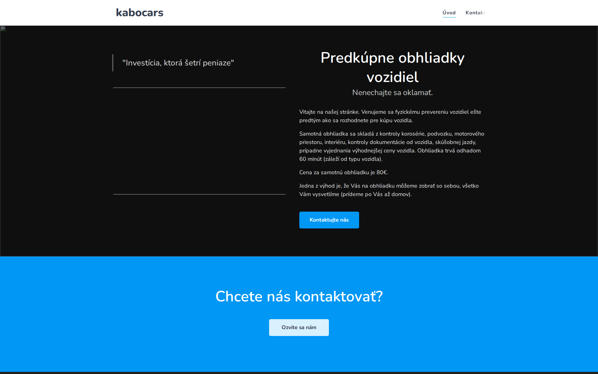 Náhľad webu kabocars.sk