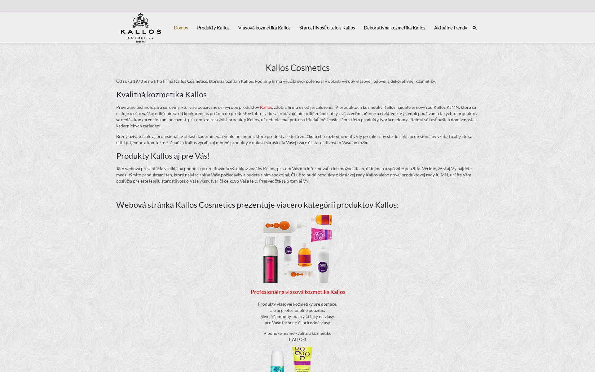 Náhľad webu kalloscosmetics.sk