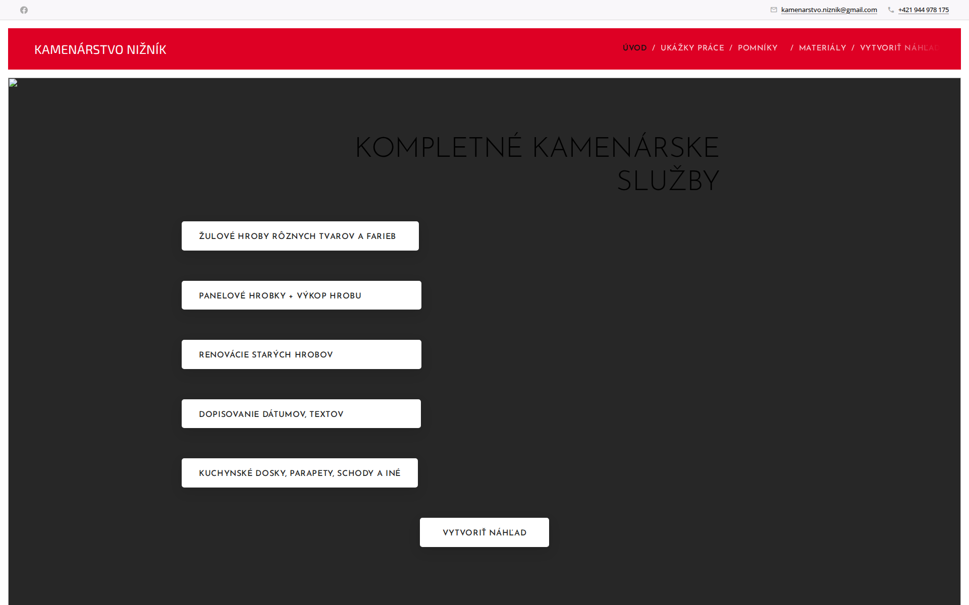 Náhľad webu kamenarstvoniznik.sk
