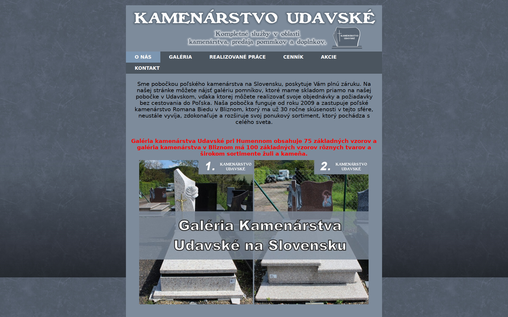 Náhľad webu kamenarstvoudavske.sk