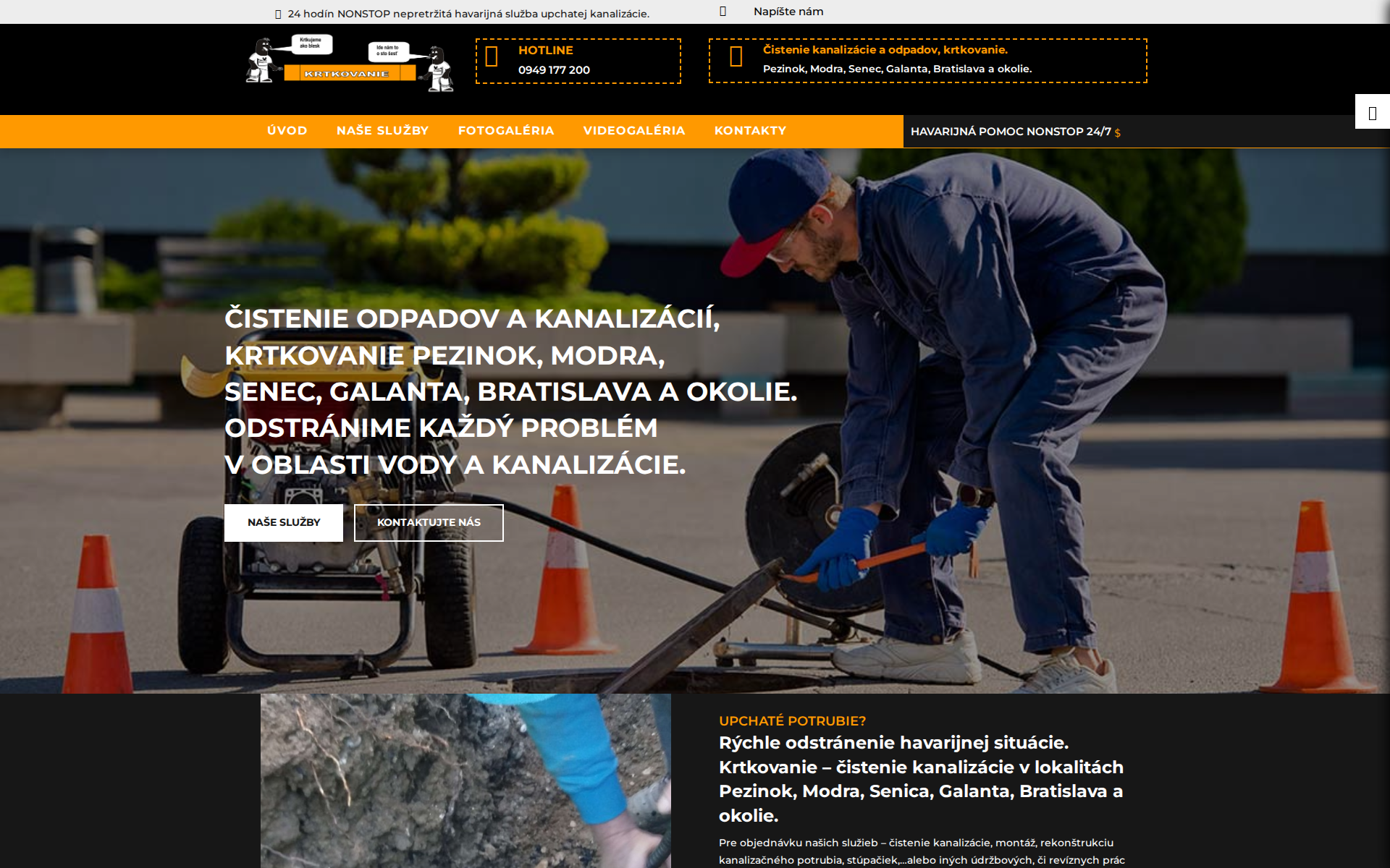 Náhľad webu kanalizaciesenec.sk