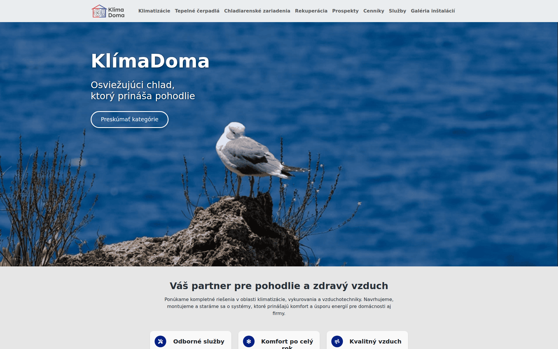 Náhľad webu klimadoma.sk