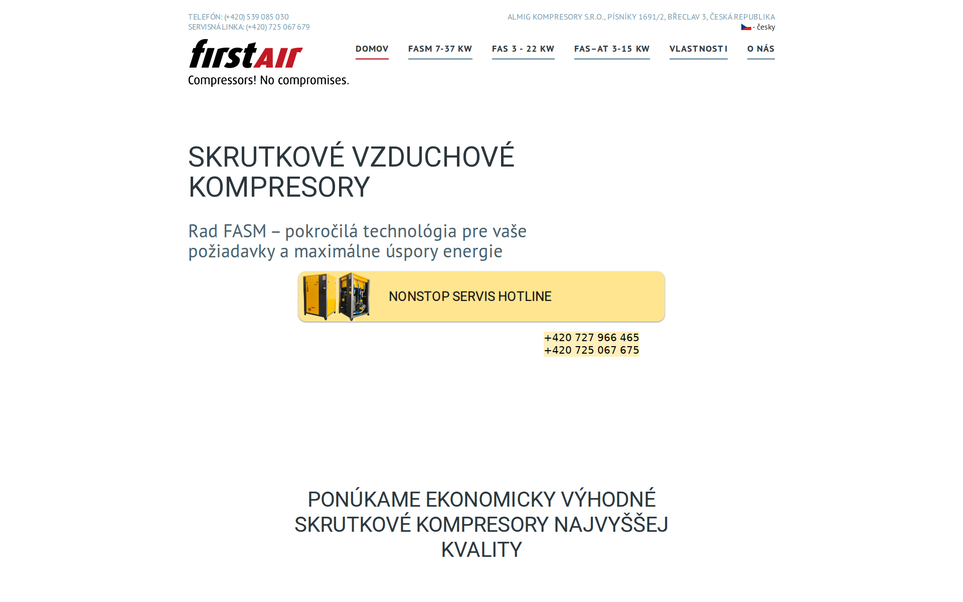 Náhľad webu kompresory-firstair.sk