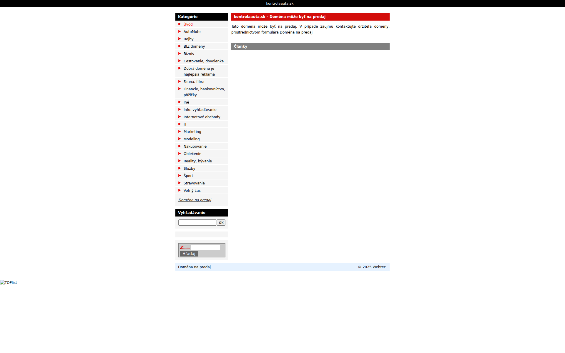 Náhľad webu kontrolaauta.sk