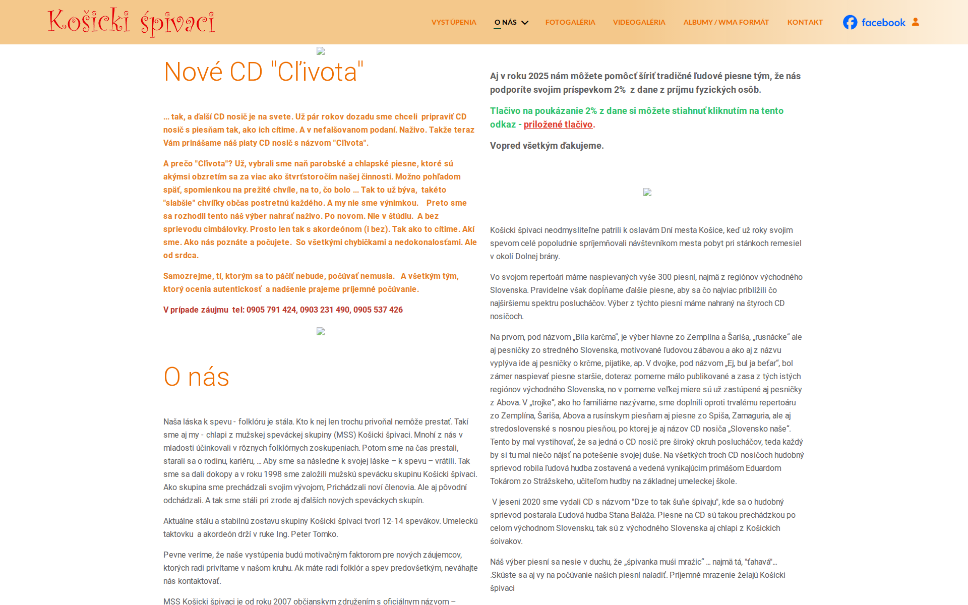 Náhľad webu kosickispivaci.sk