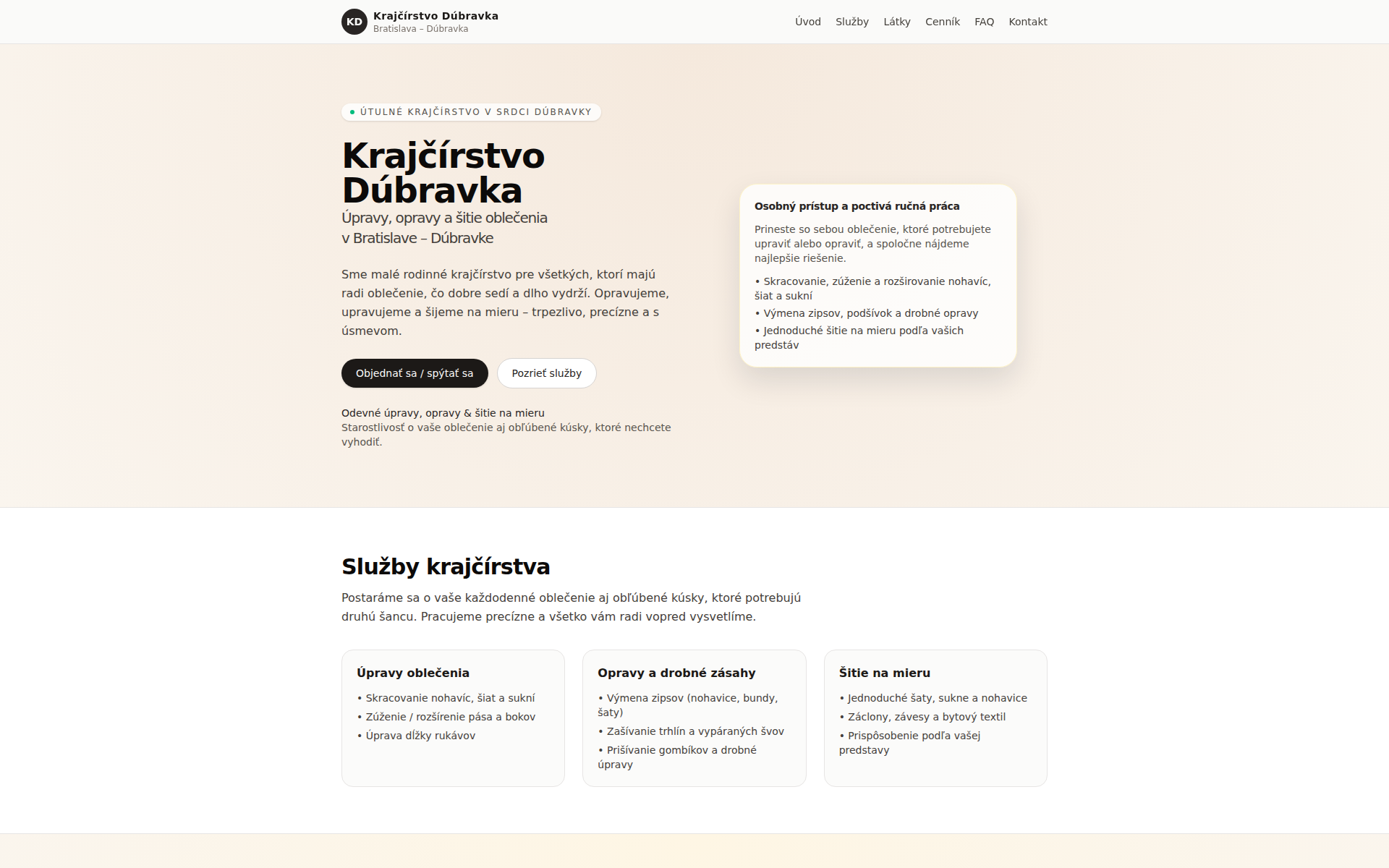 Náhľad webu krajcirstvodubravka.sk