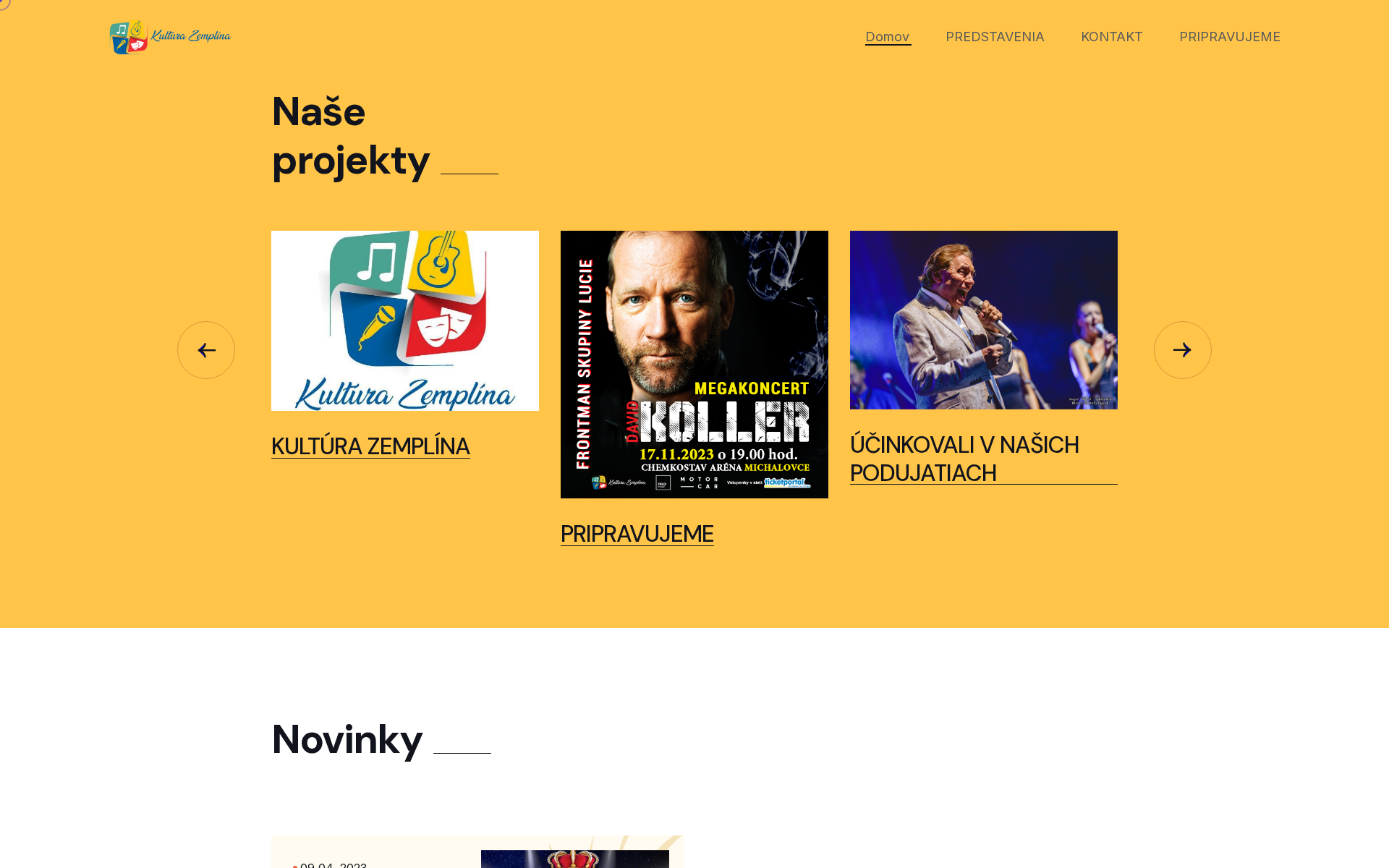 Náhľad webu kulturazemplina.sk