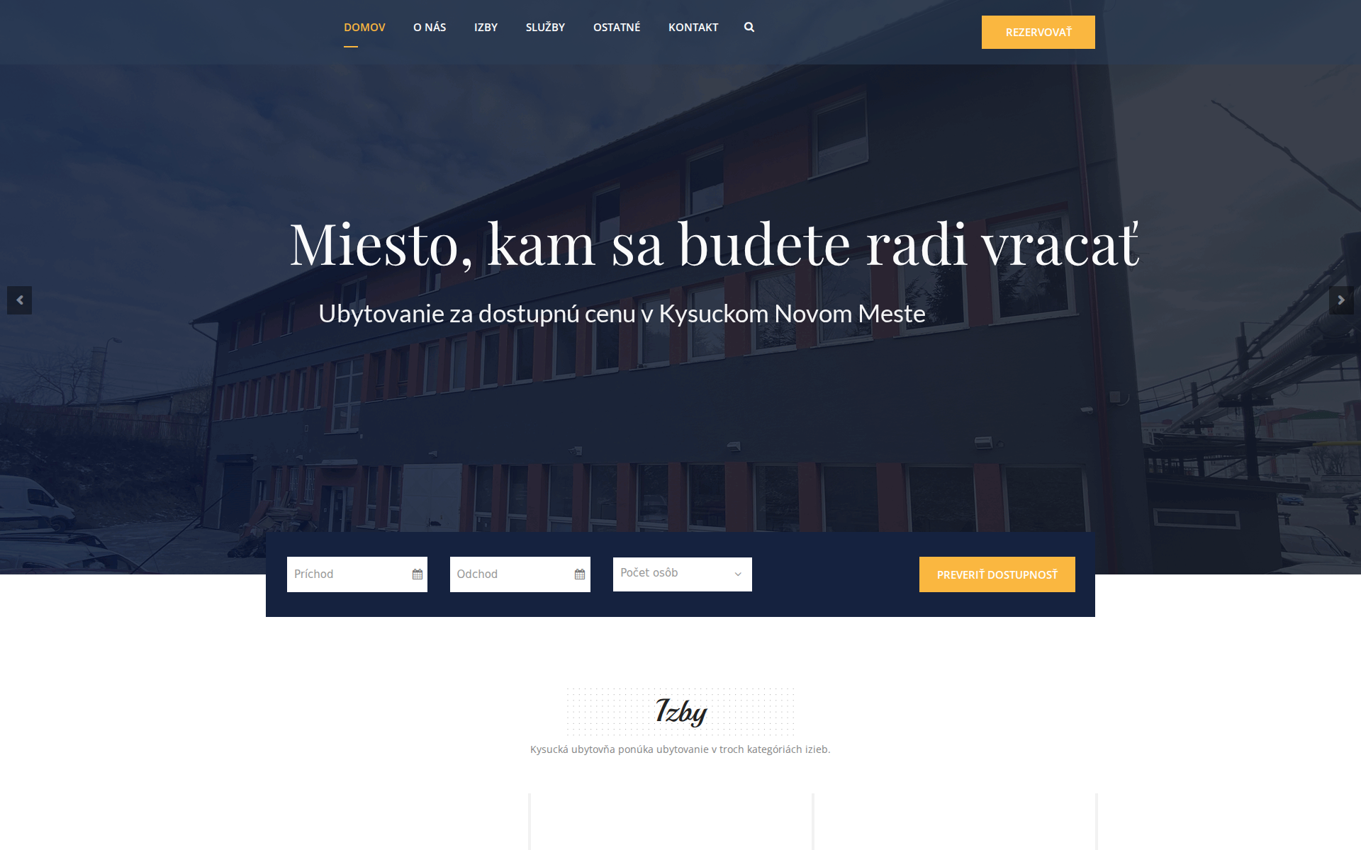 Náhľad webu kysuckaubytovna.sk