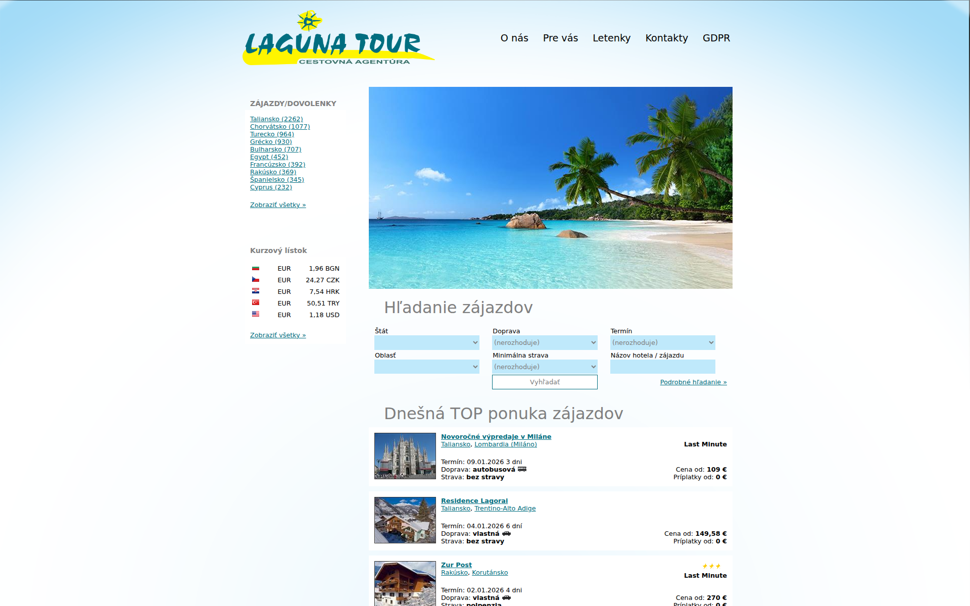 Náhľad webu lagunatour.sk