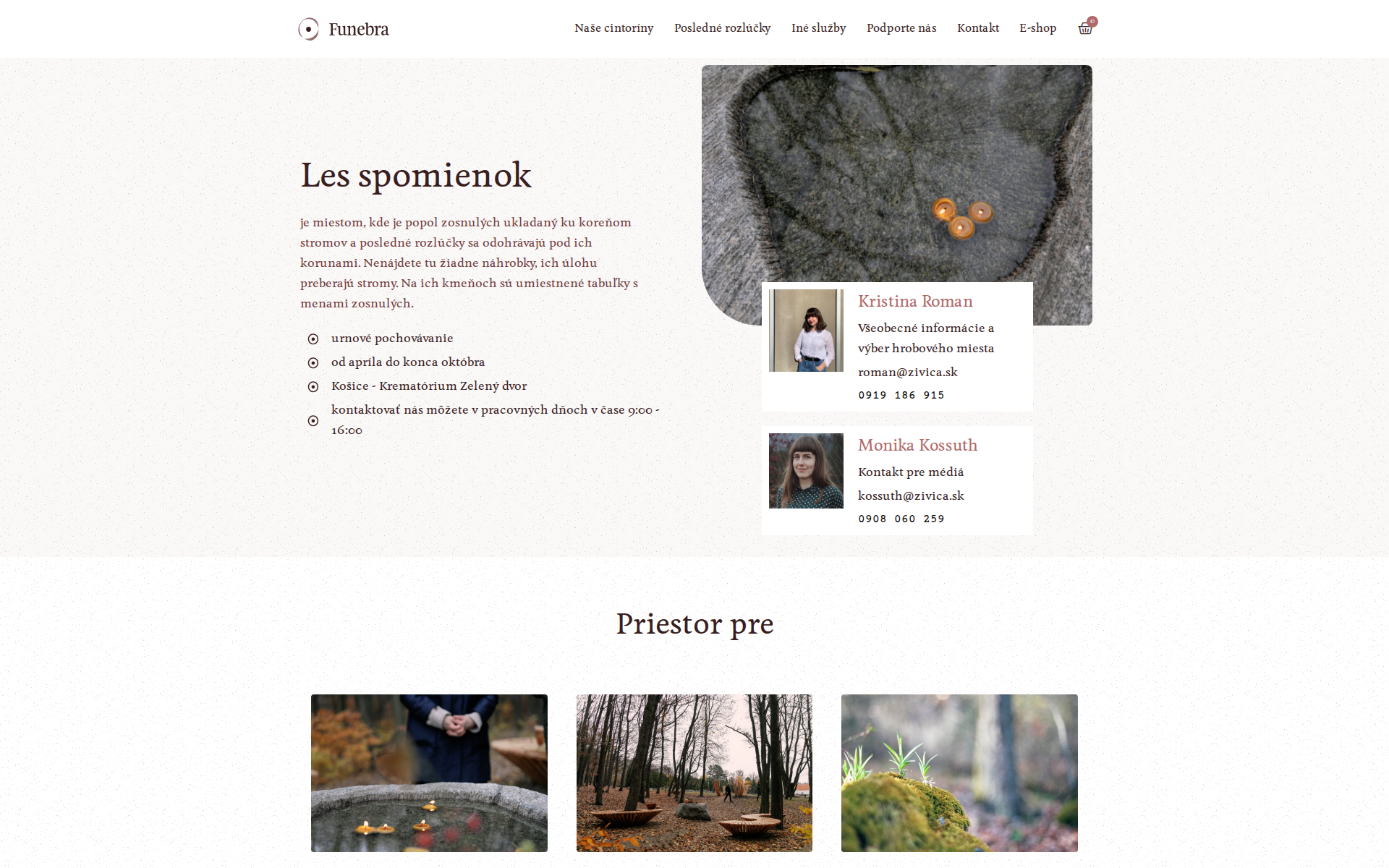 Náhľad webu lesspomienok.sk