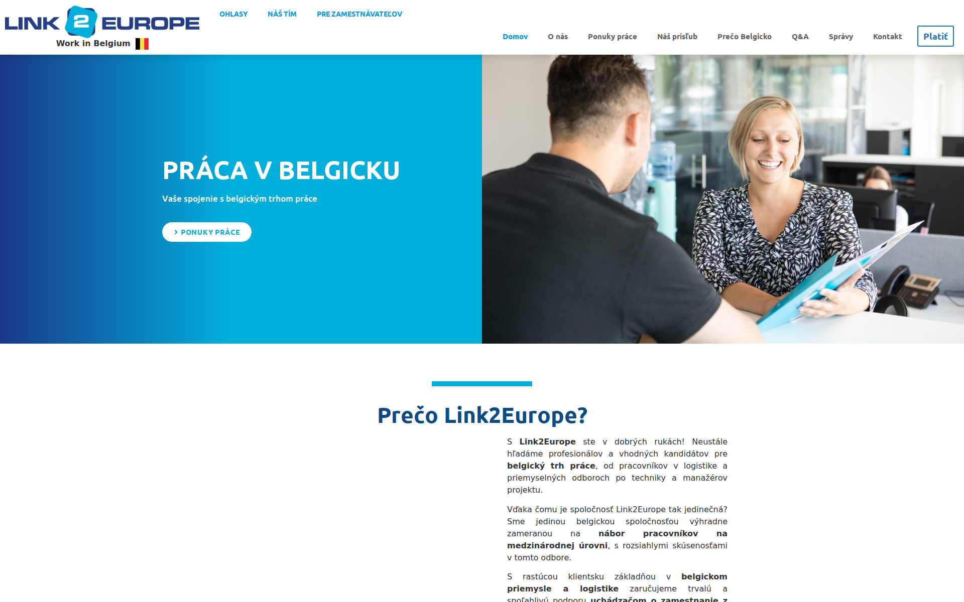 Náhľad webu link2europe.sk