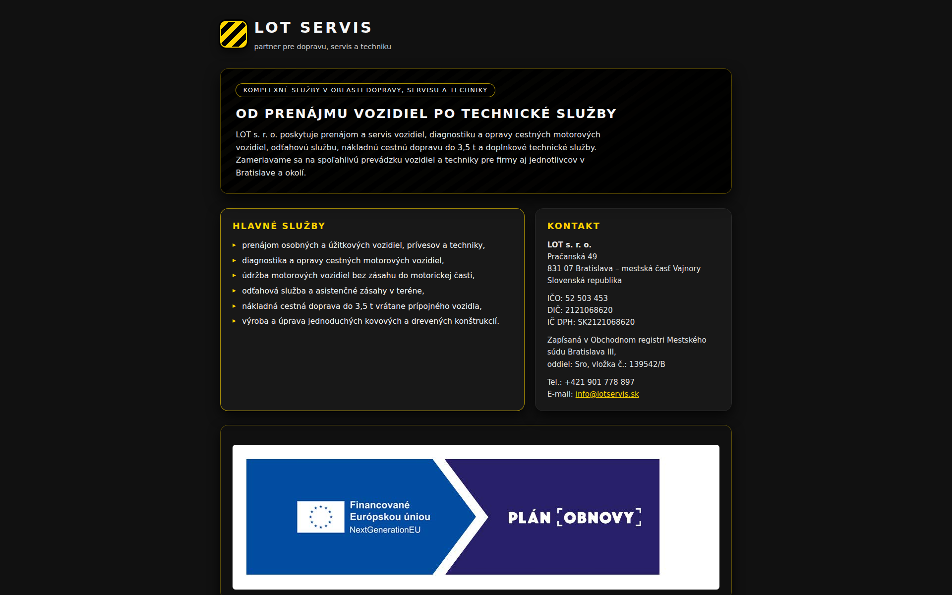 Náhľad webu lotservis.sk