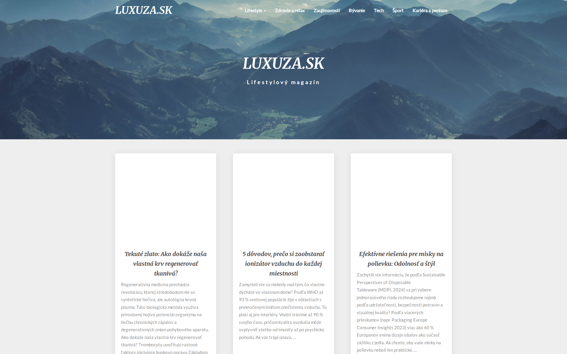 Náhľad webu luxuza.sk