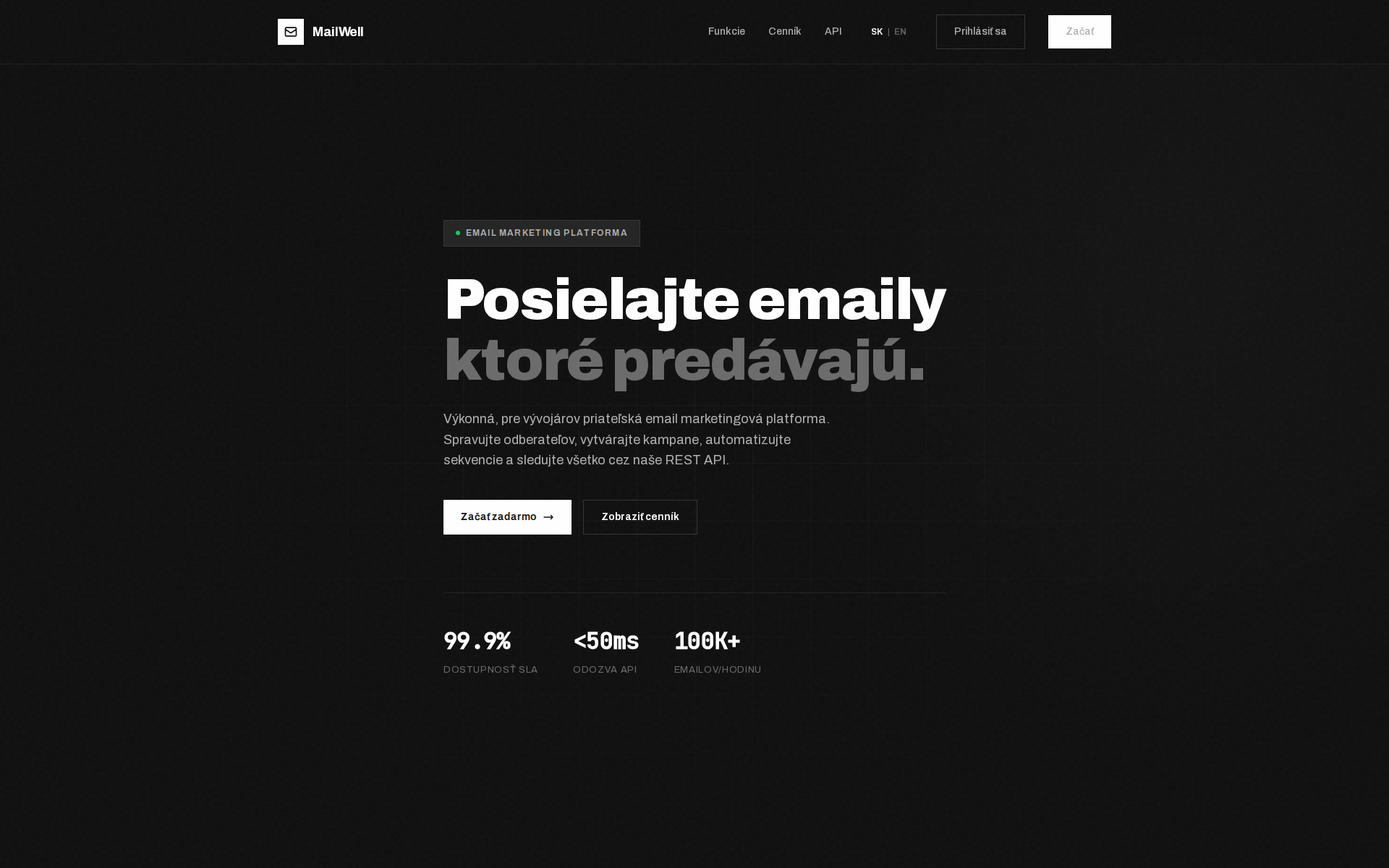 Náhľad webu mailwell.sk