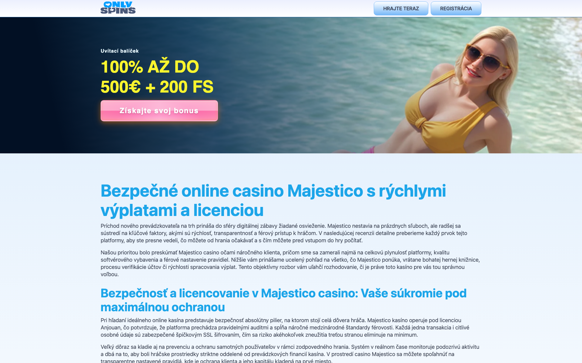 Náhľad webu majestico.sk