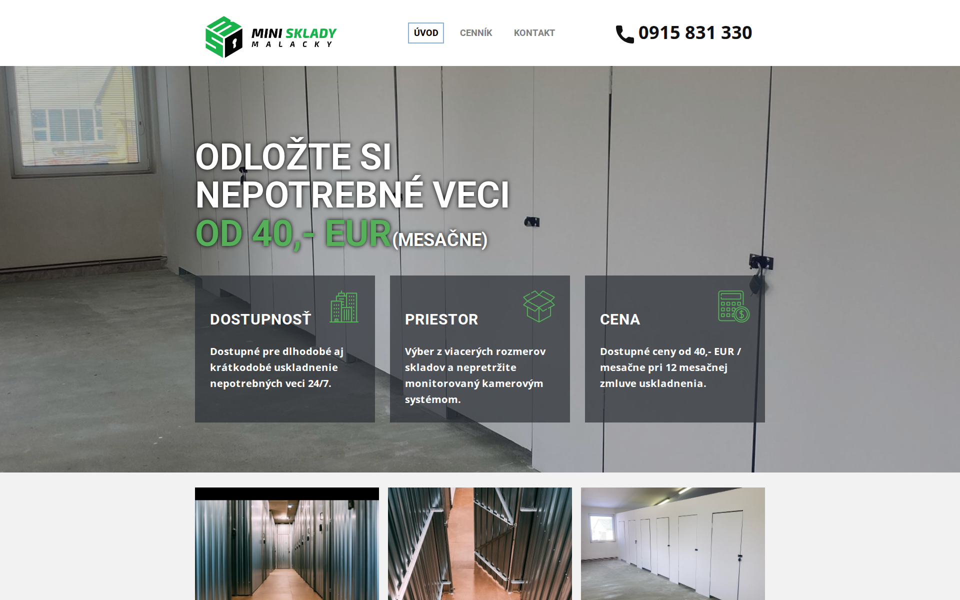 Náhľad webu malackysklady.sk