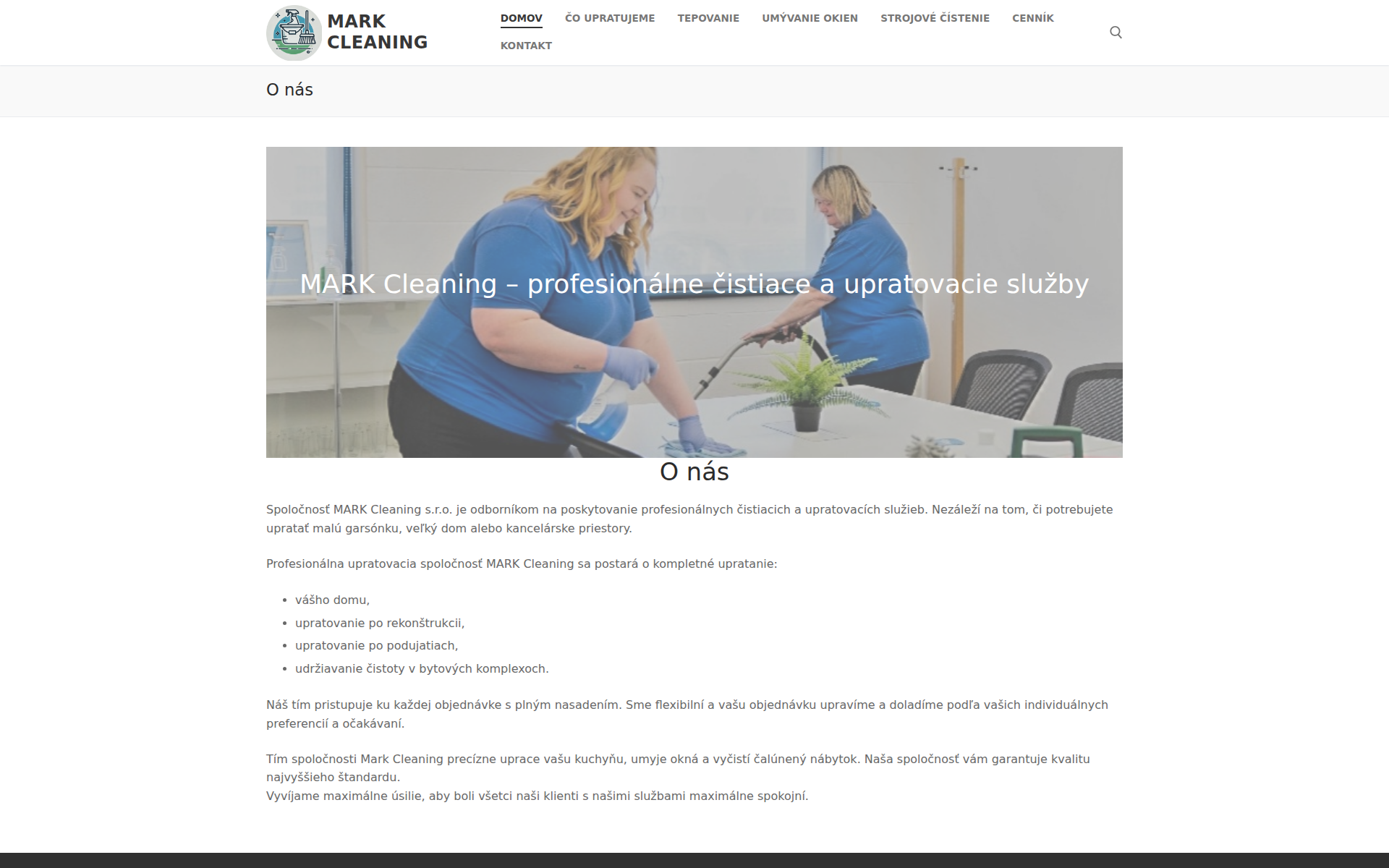 Náhľad webu markcleaning.sk