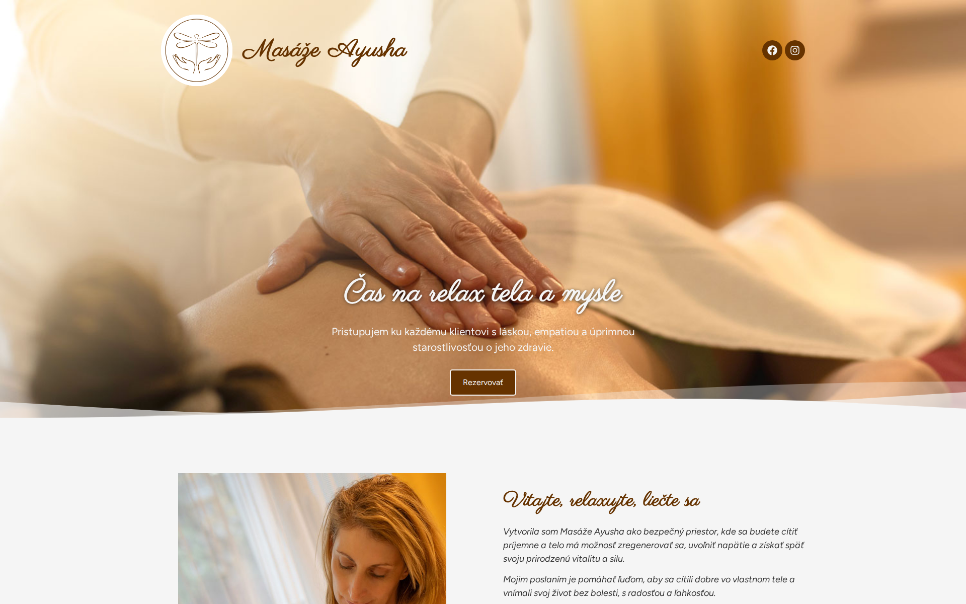 Náhľad webu masazeayusha.sk