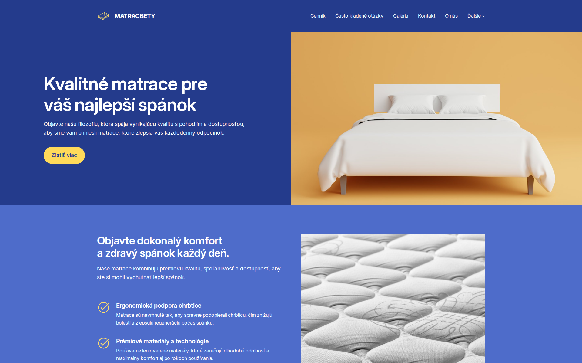 Náhľad webu matracbety.sk