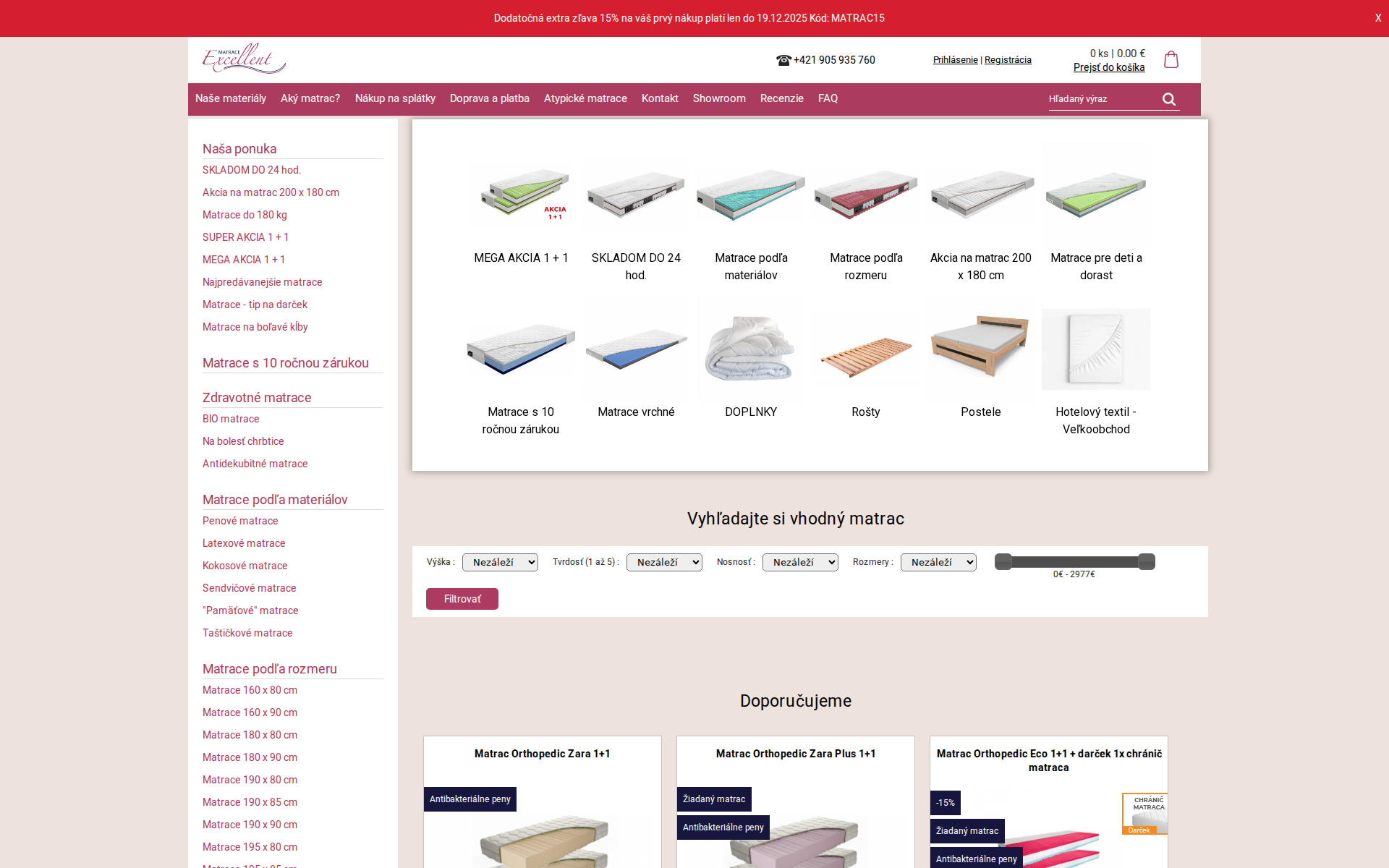 Náhľad webu matrace-excellent.sk