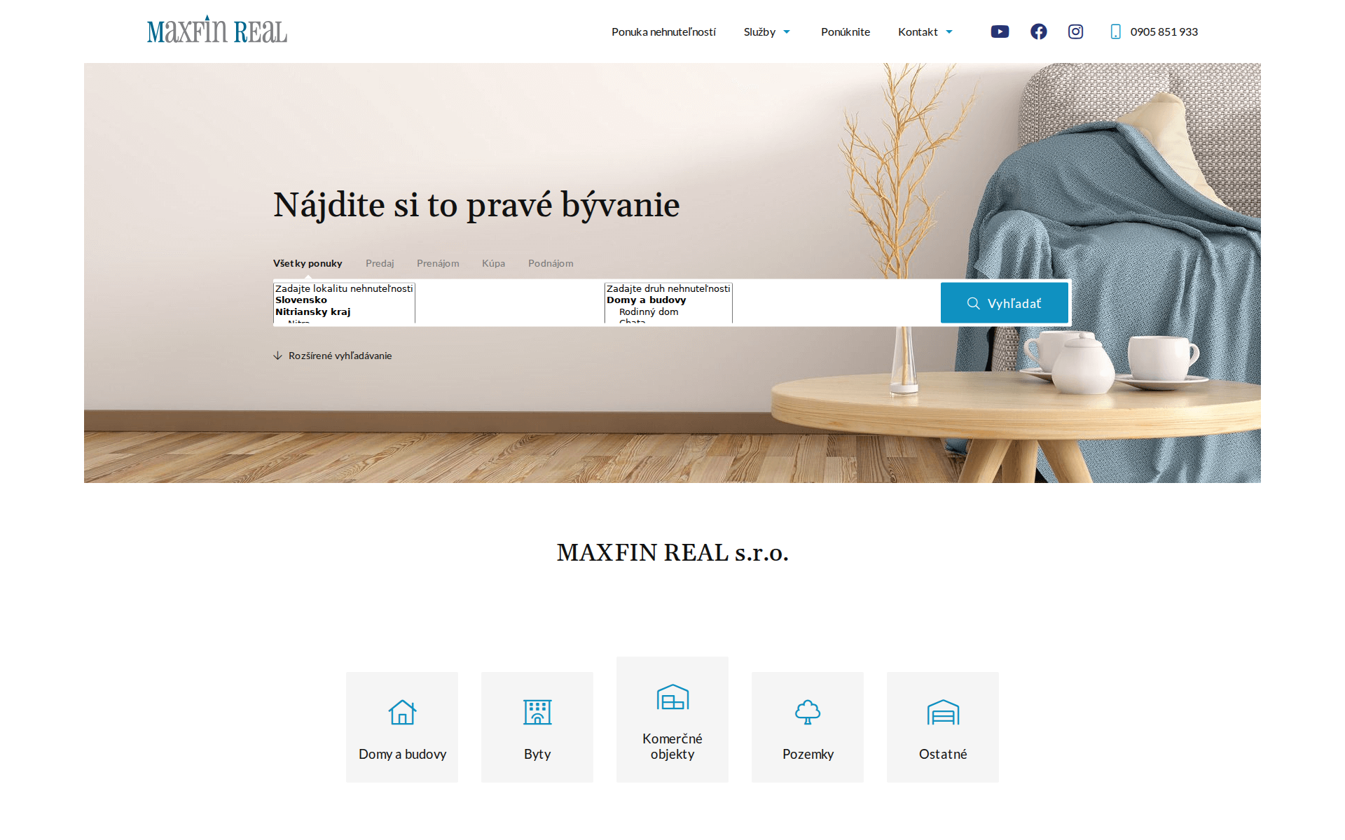 Náhľad webu maxfinreal.sk