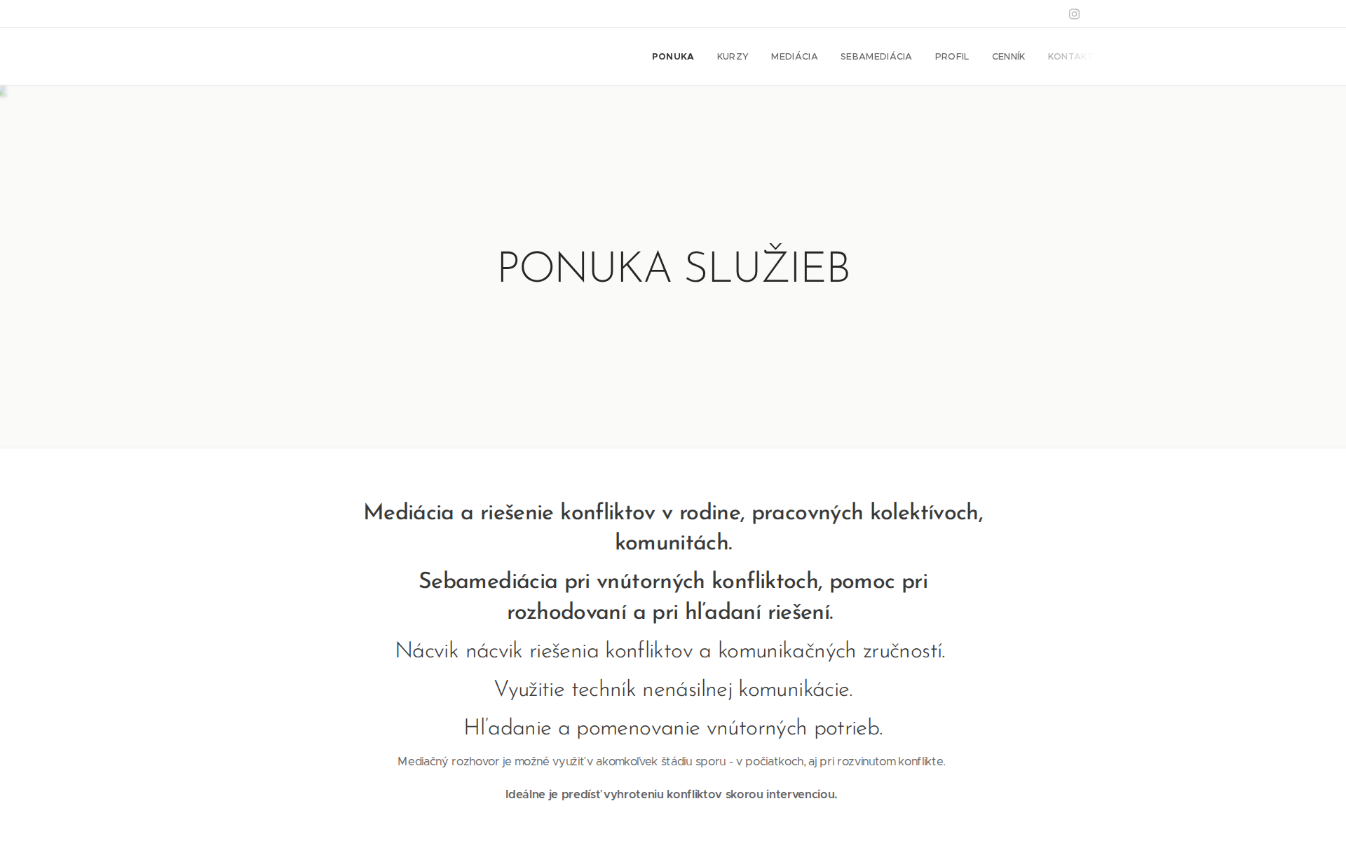 Náhľad webu mediaciakonfliktov.sk