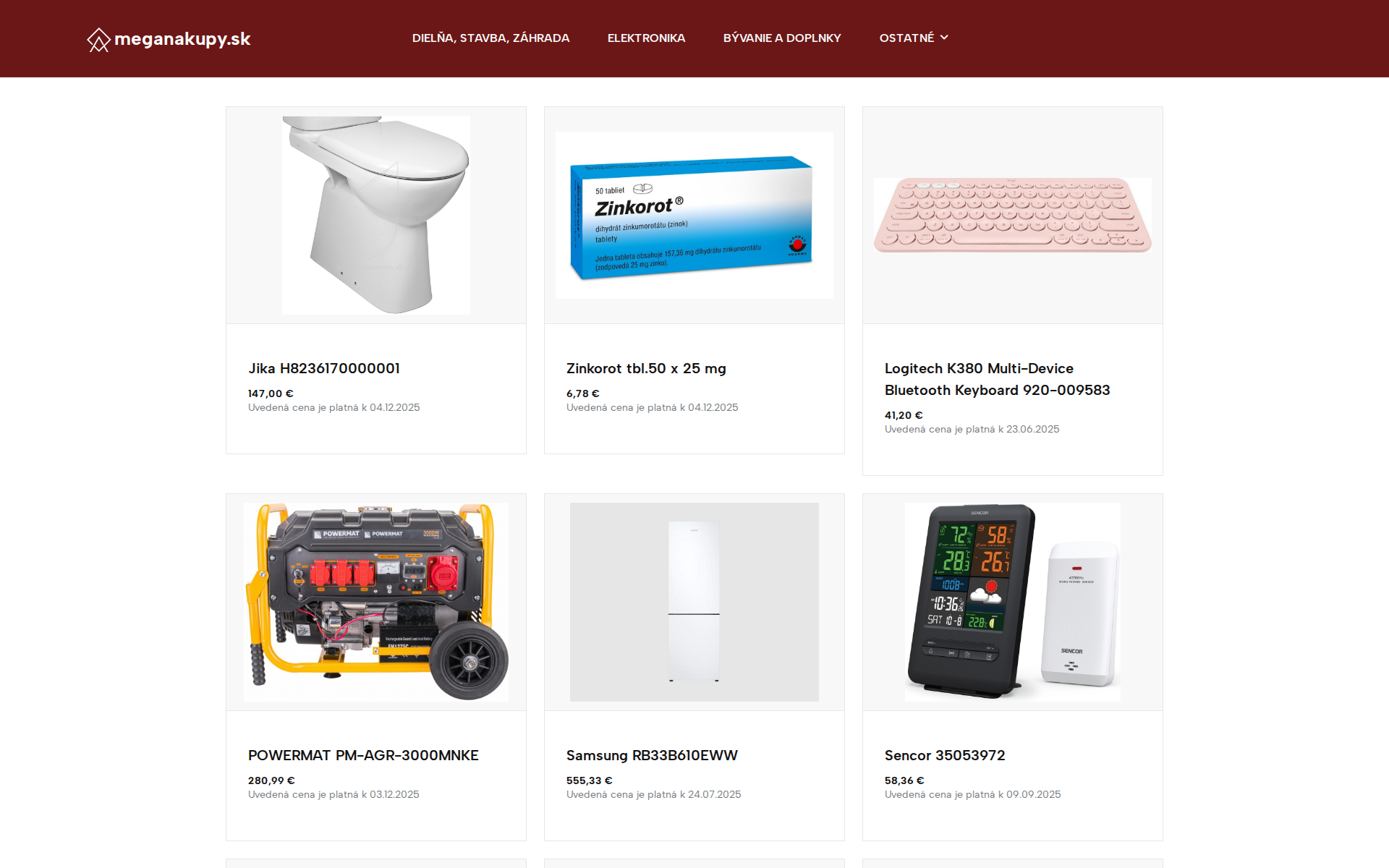 Náhľad webu meganakupy.sk