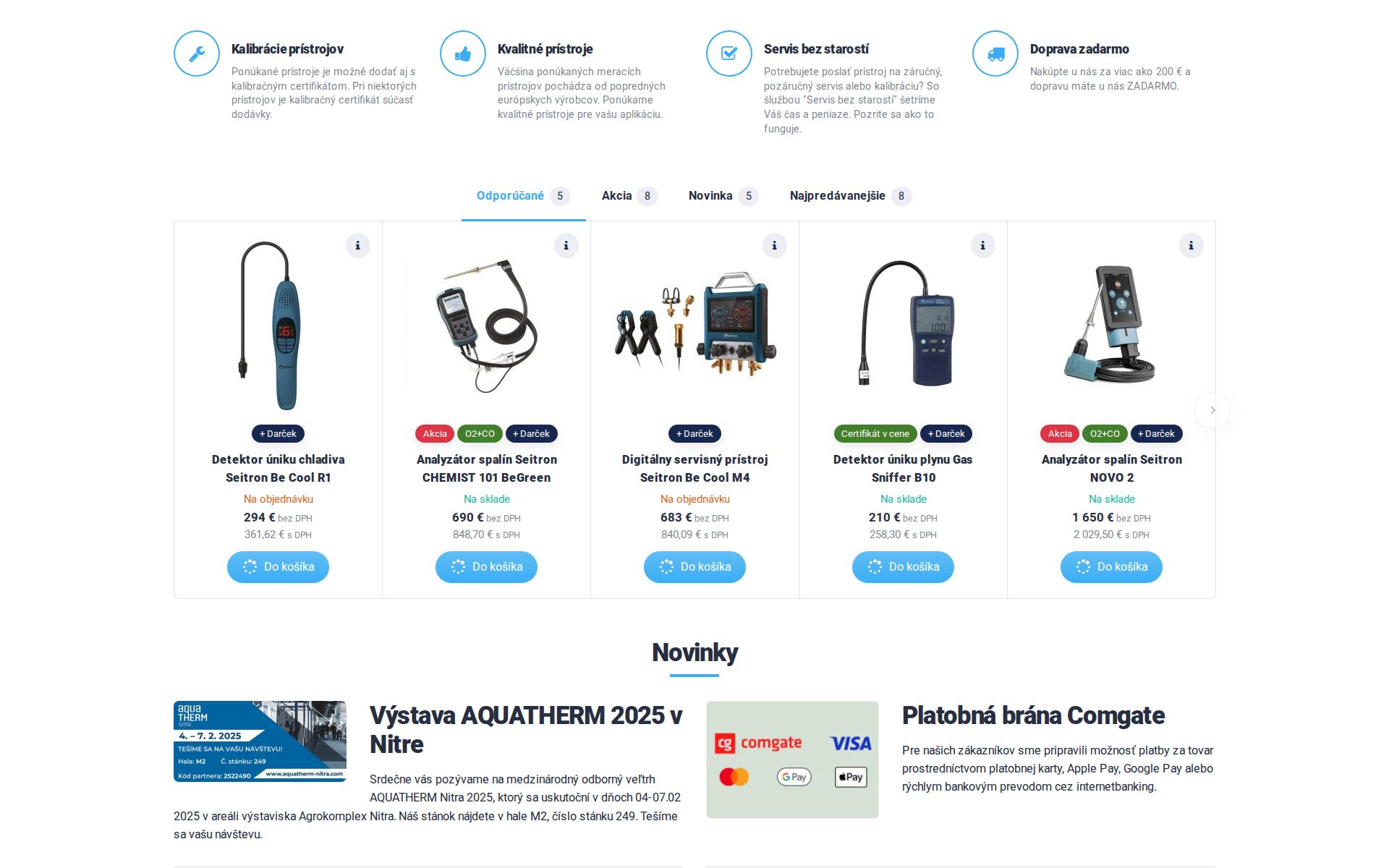 Náhľad webu meratex.sk