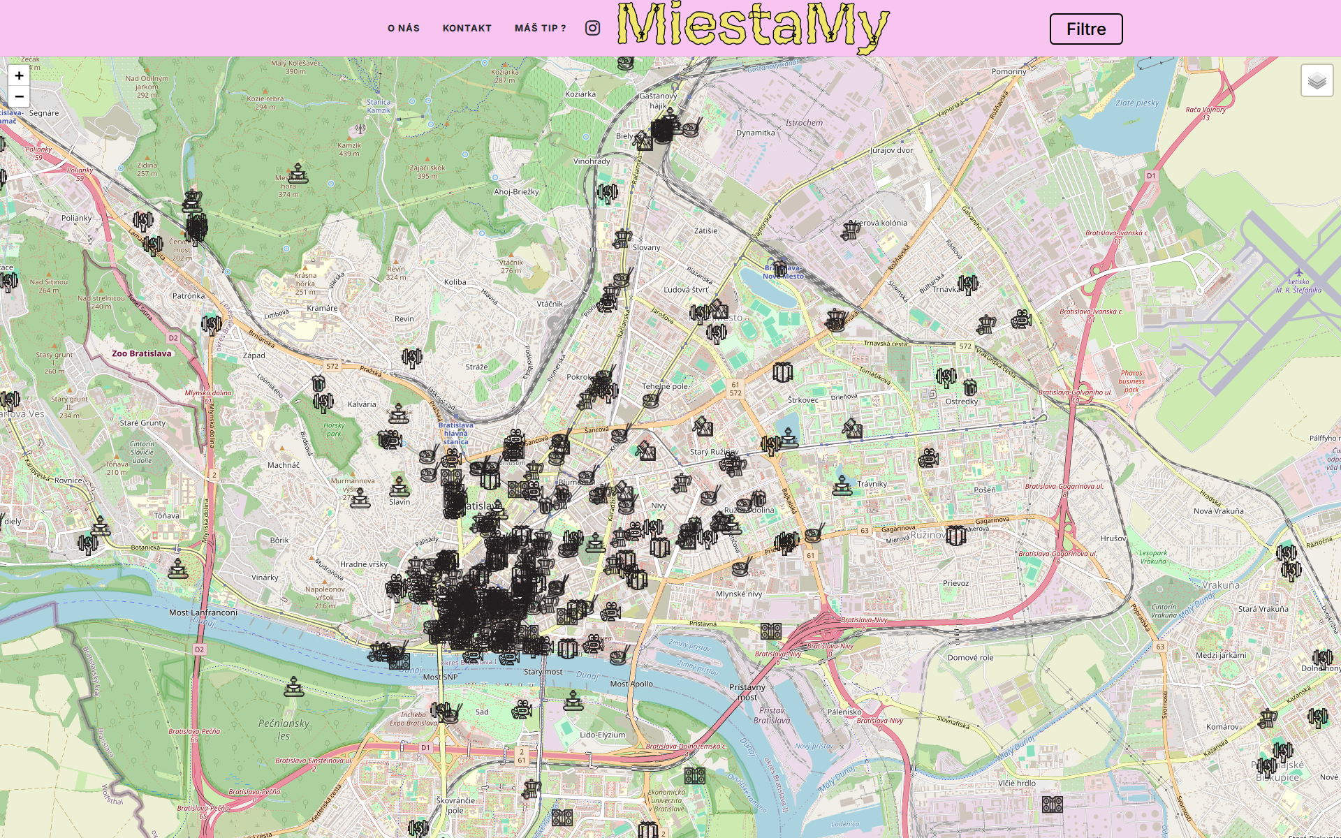 Náhľad webu miestamy.sk