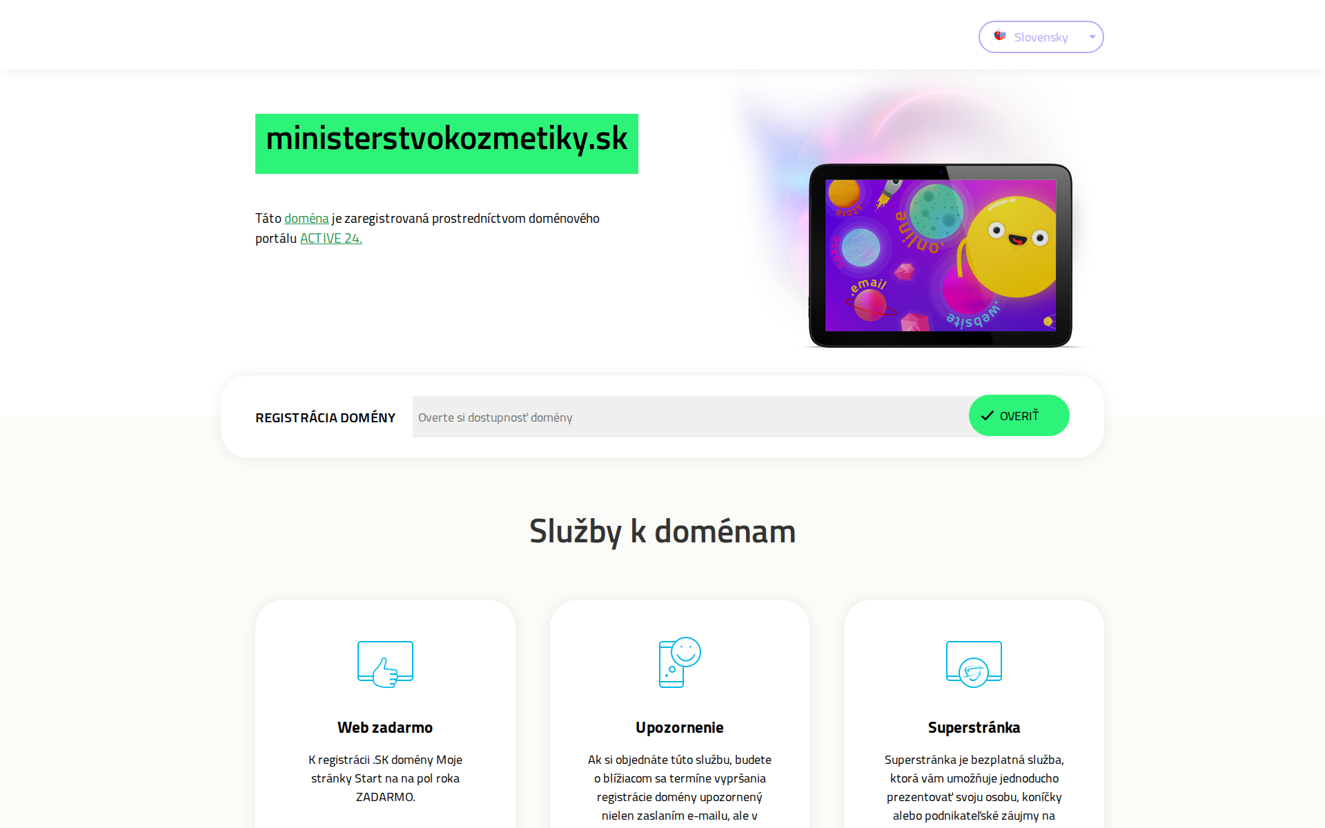 Náhľad webu ministerstvokozmetiky.sk