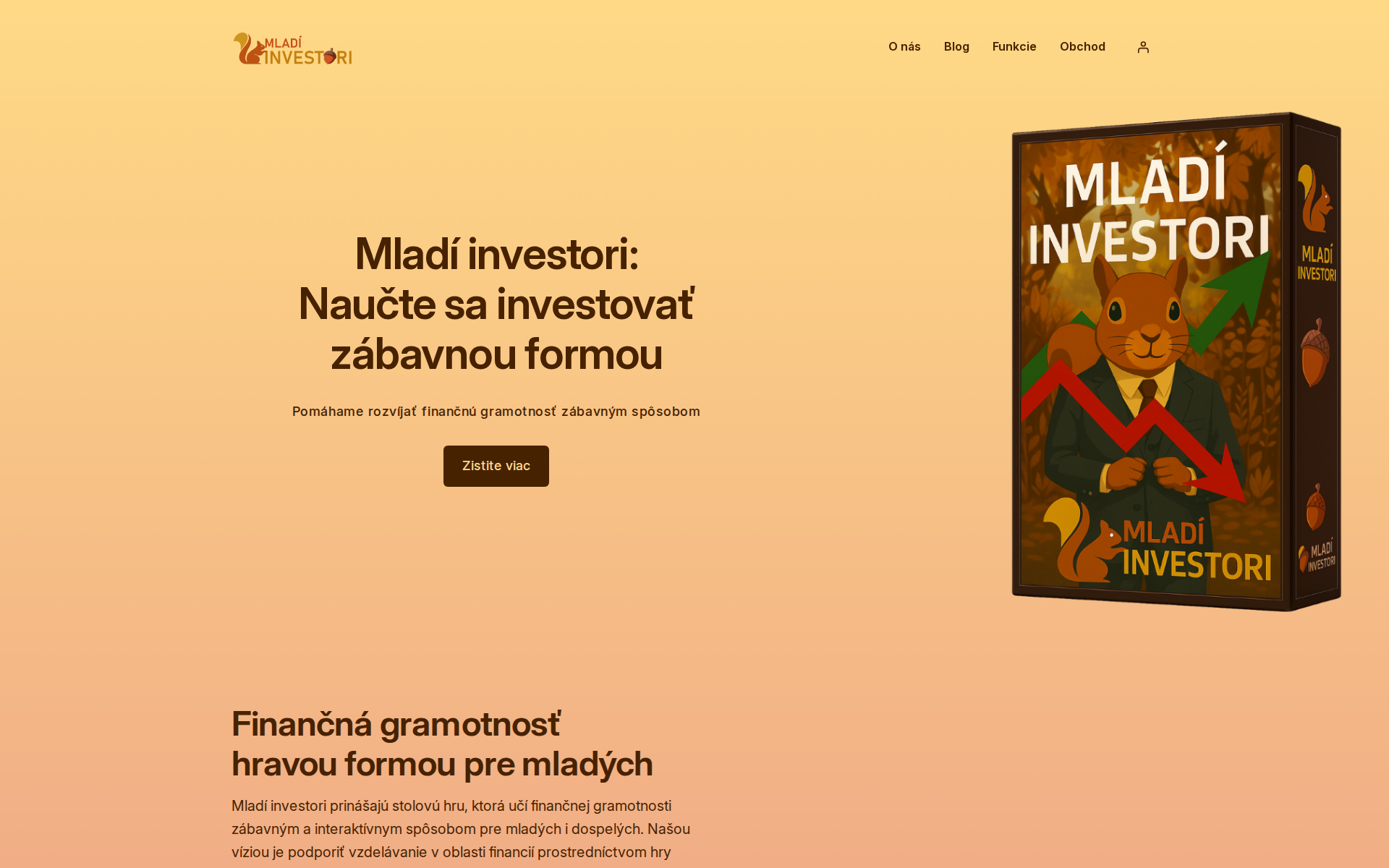 Náhľad webu mladiinvestori.sk