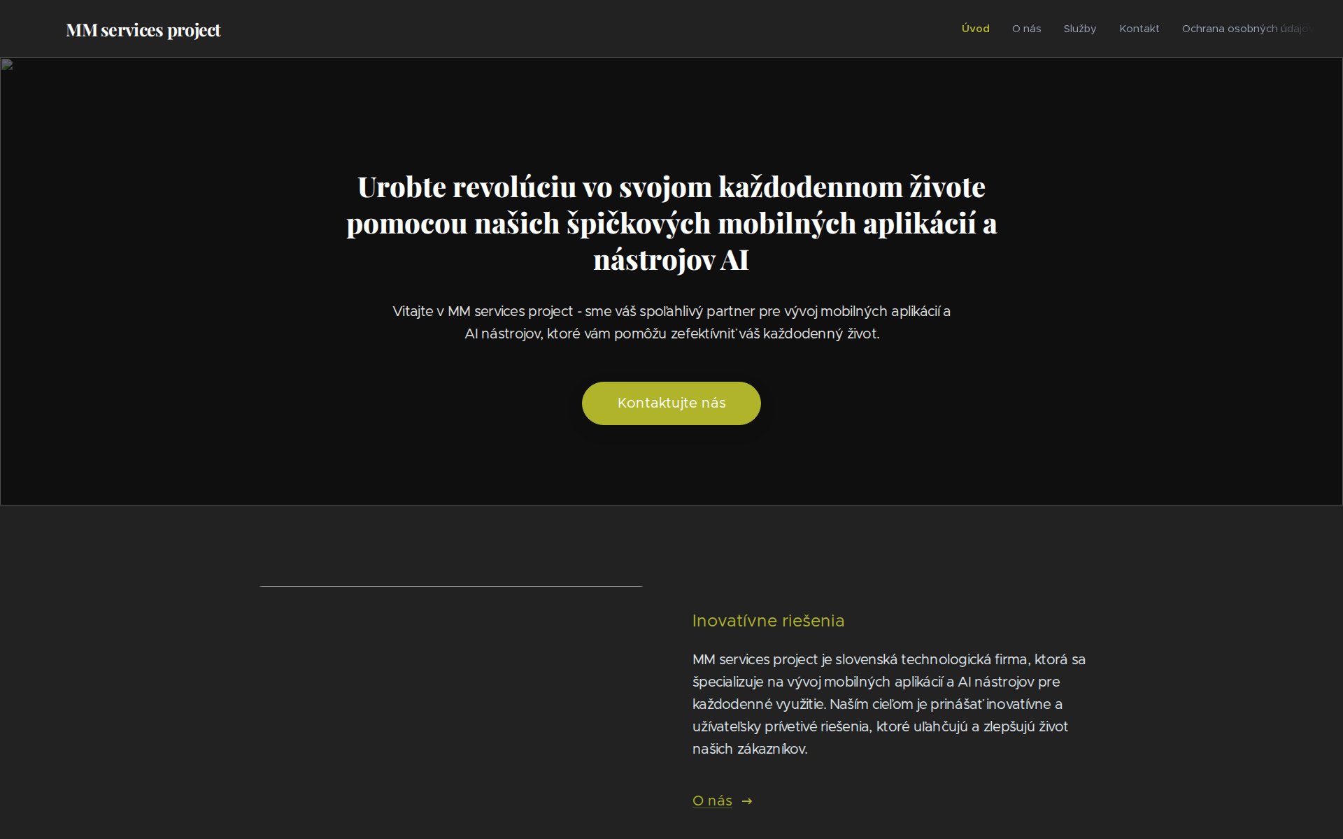 Náhľad webu mm-services-project.sk