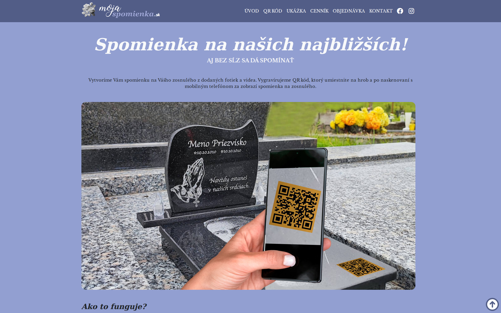 Náhľad webu mojaspomienka.sk