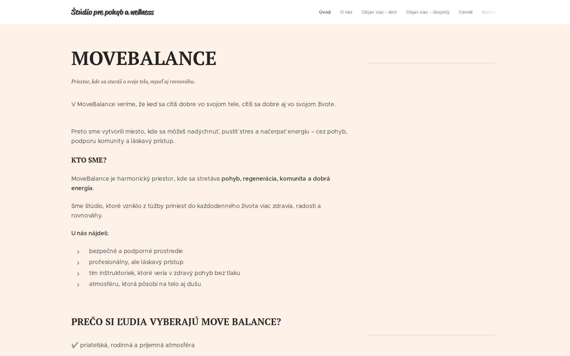 Náhľad webu movebalance.sk