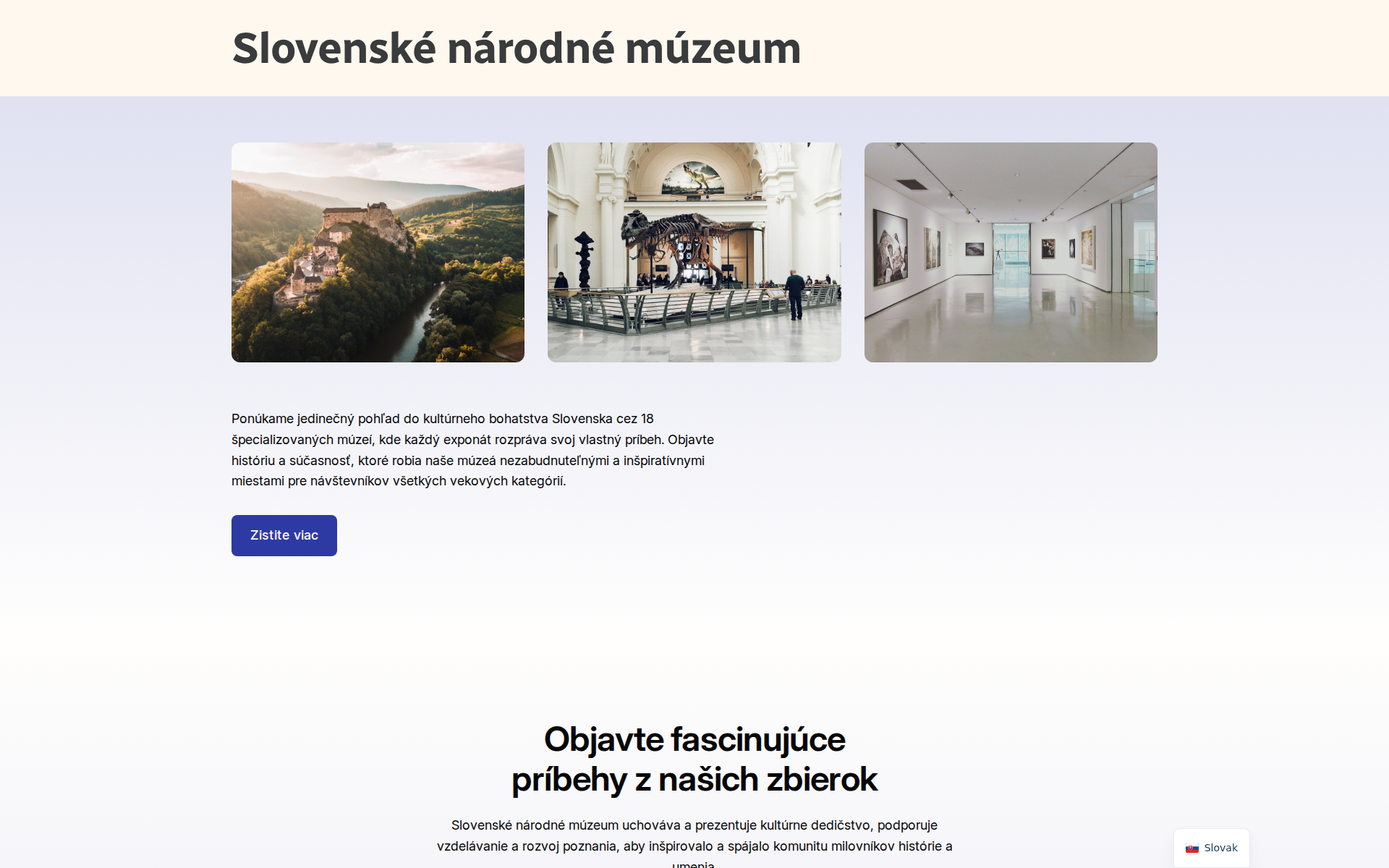 Náhľad webu narodnemuzeum.sk