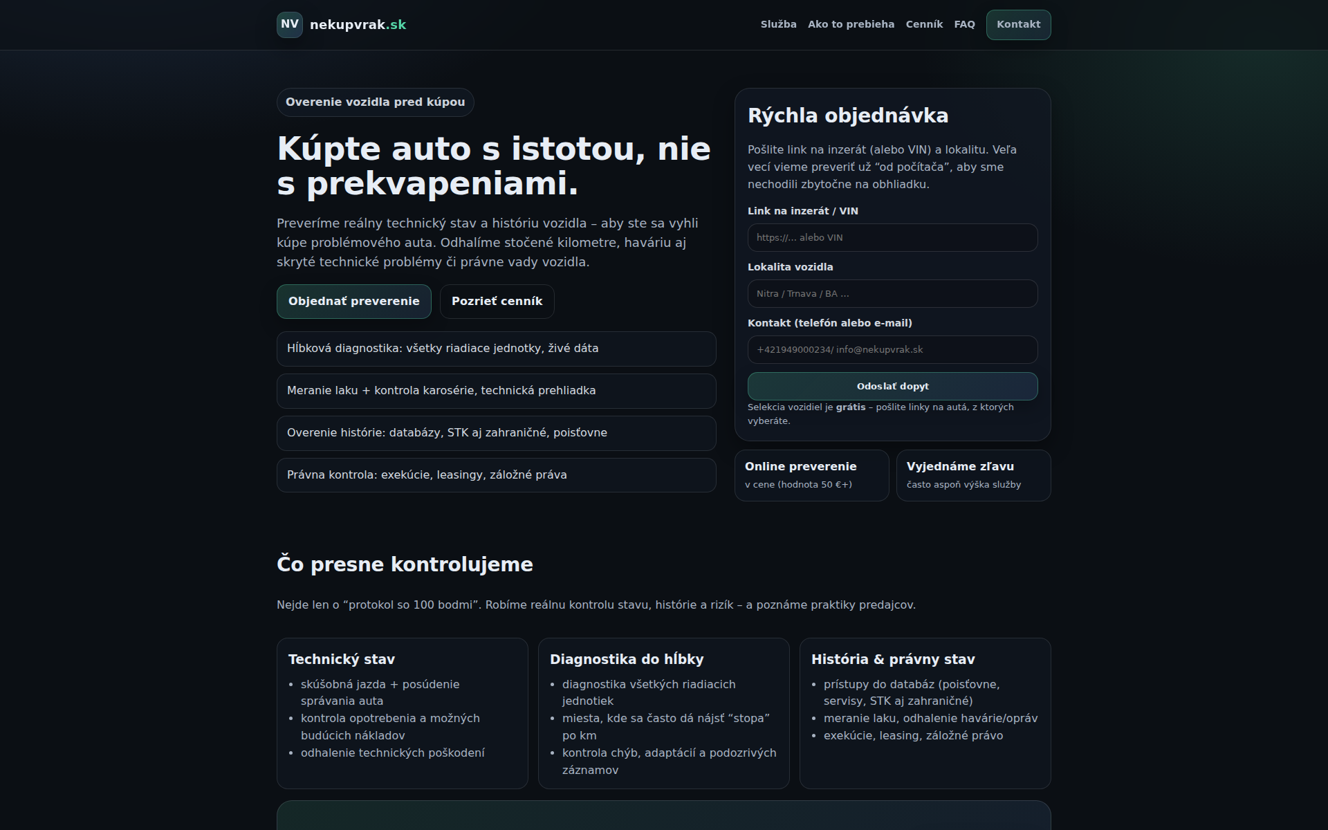 Náhľad webu nekupvrak.sk