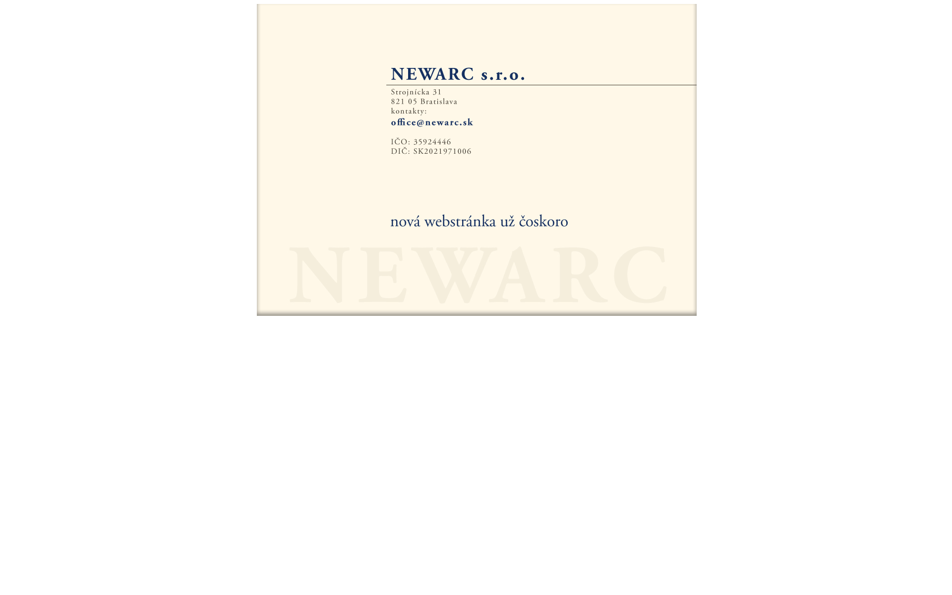 Náhľad webu newarc.sk